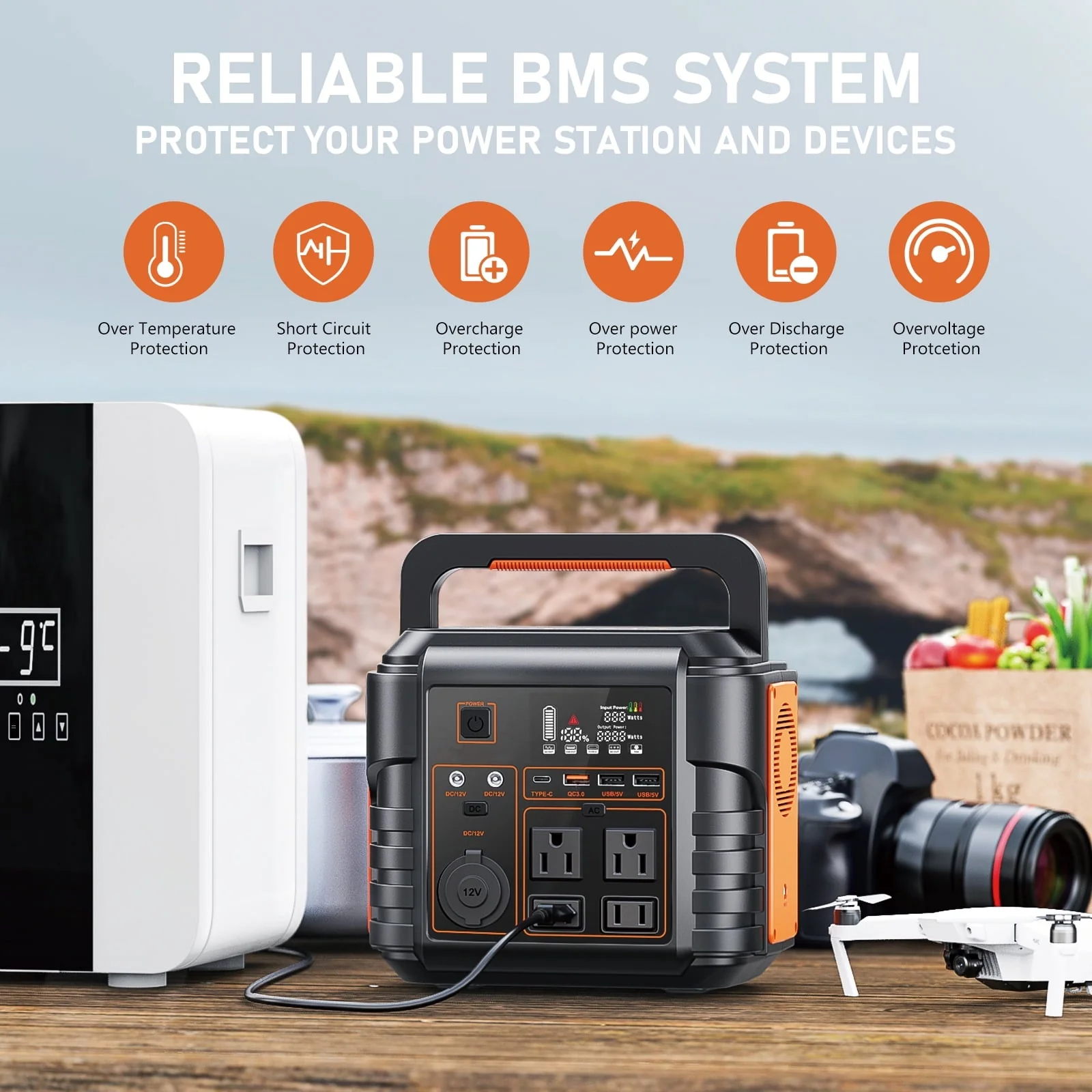 Portable Power Station 300W (Peak 600W), Solar Generator, Backup Battery Supply w/ AC Outlet for Home Blackout, Camping, Travel, CPAP Image 6