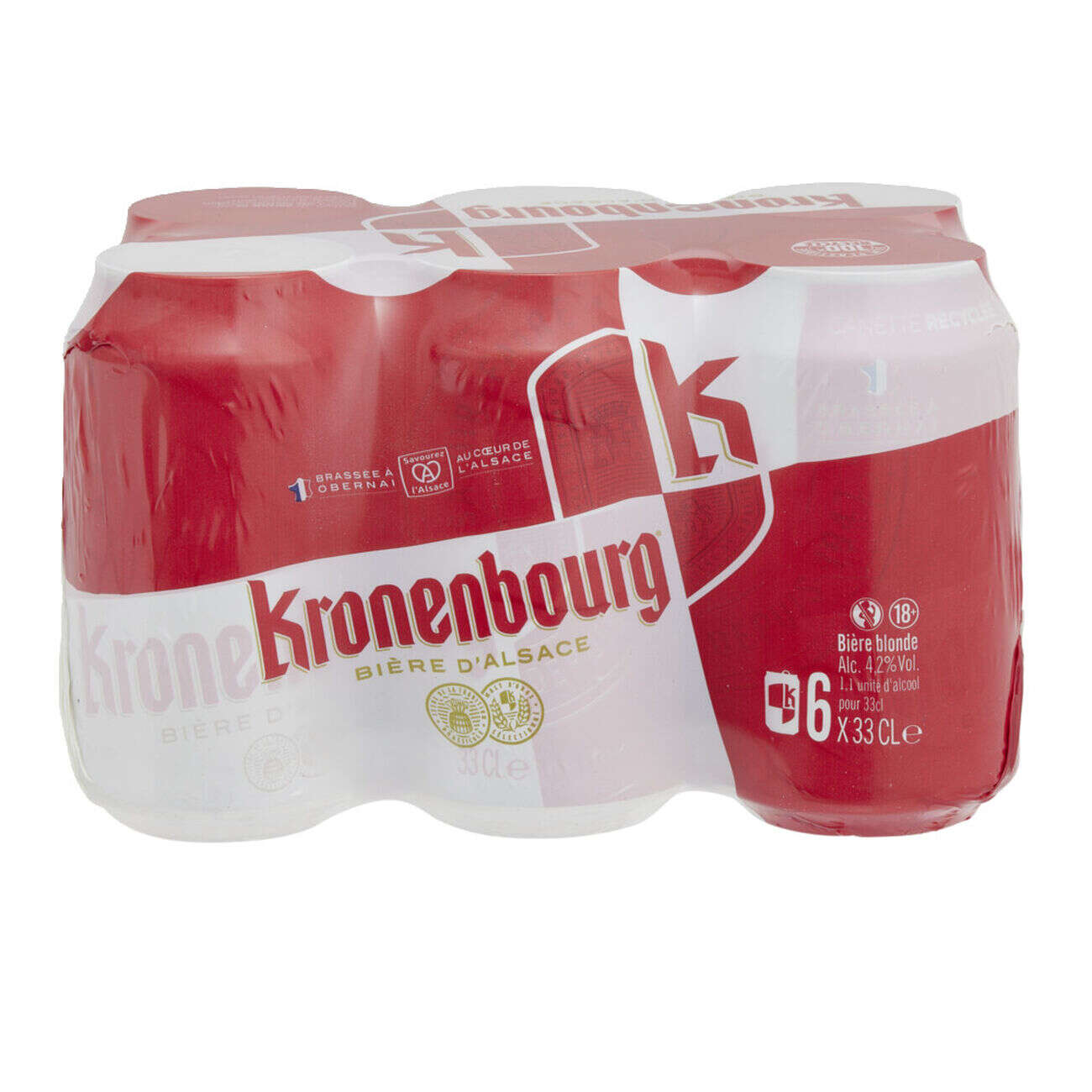 Bière blonde d'Alsace Kronenbourg 4,2% canette 6x33cl