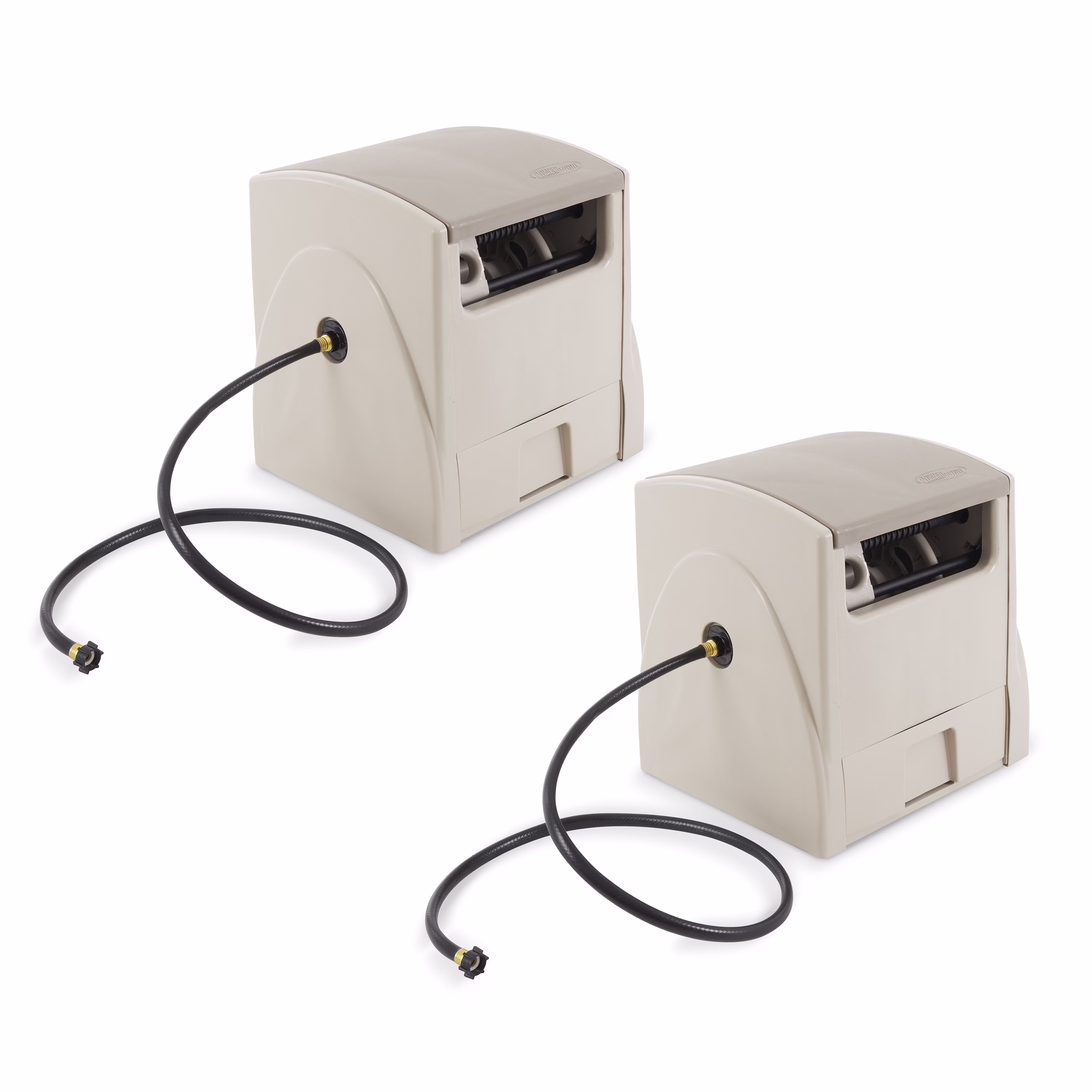 Suncast 100 - Ft. Powerwind Automatic Rewind Hose Reel, Light Taupe (2 Pack)