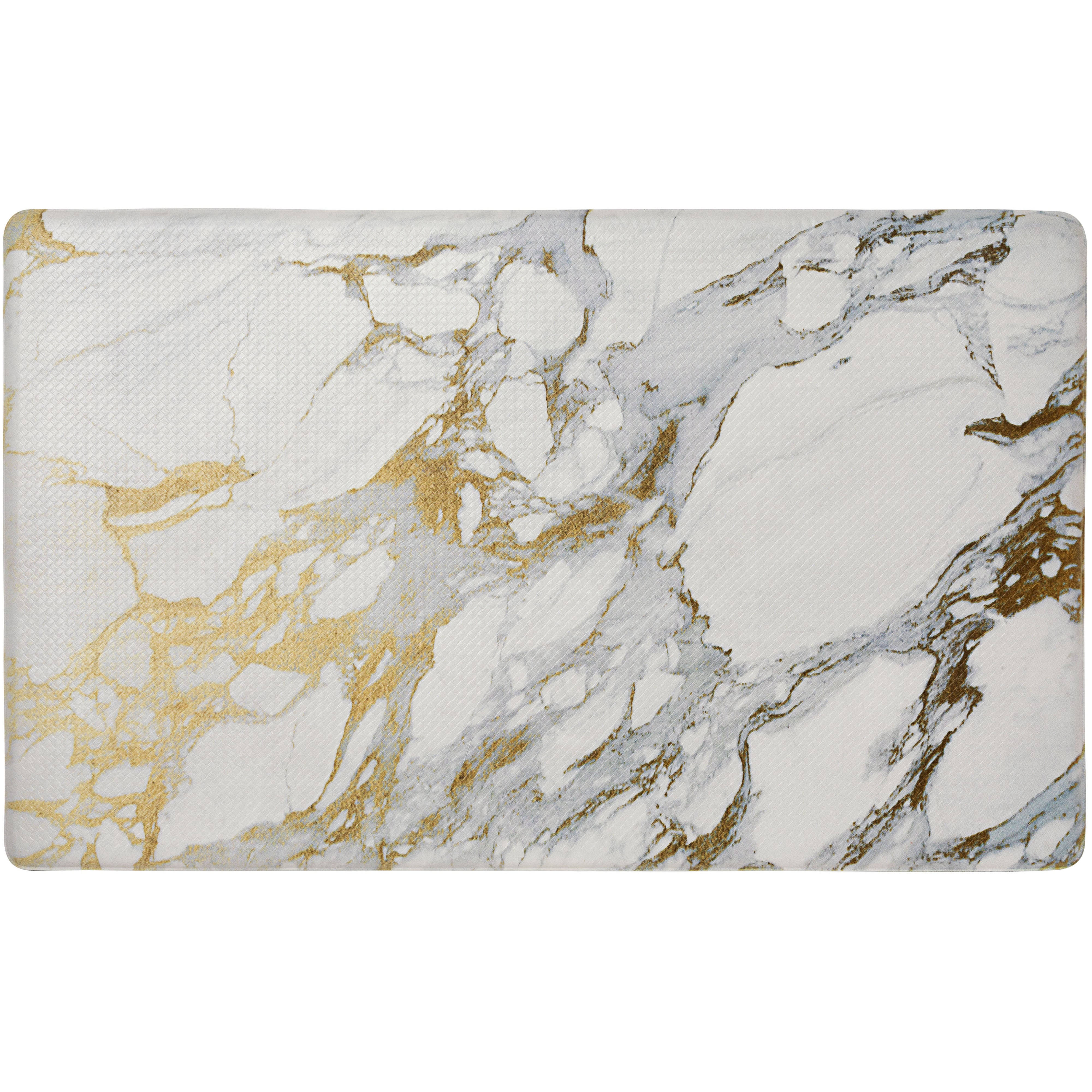 Sohome Cozy Living Modern Marble Gold 20 in. x 36 in. Anti Fatigue Kitchen Mat