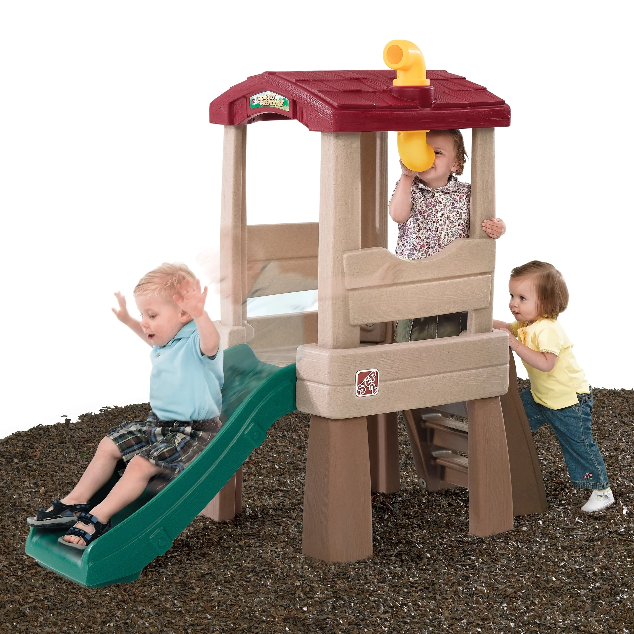 Step2 Naturally Playful Lookout Treehouse Toddler Climber with Slide Image 3