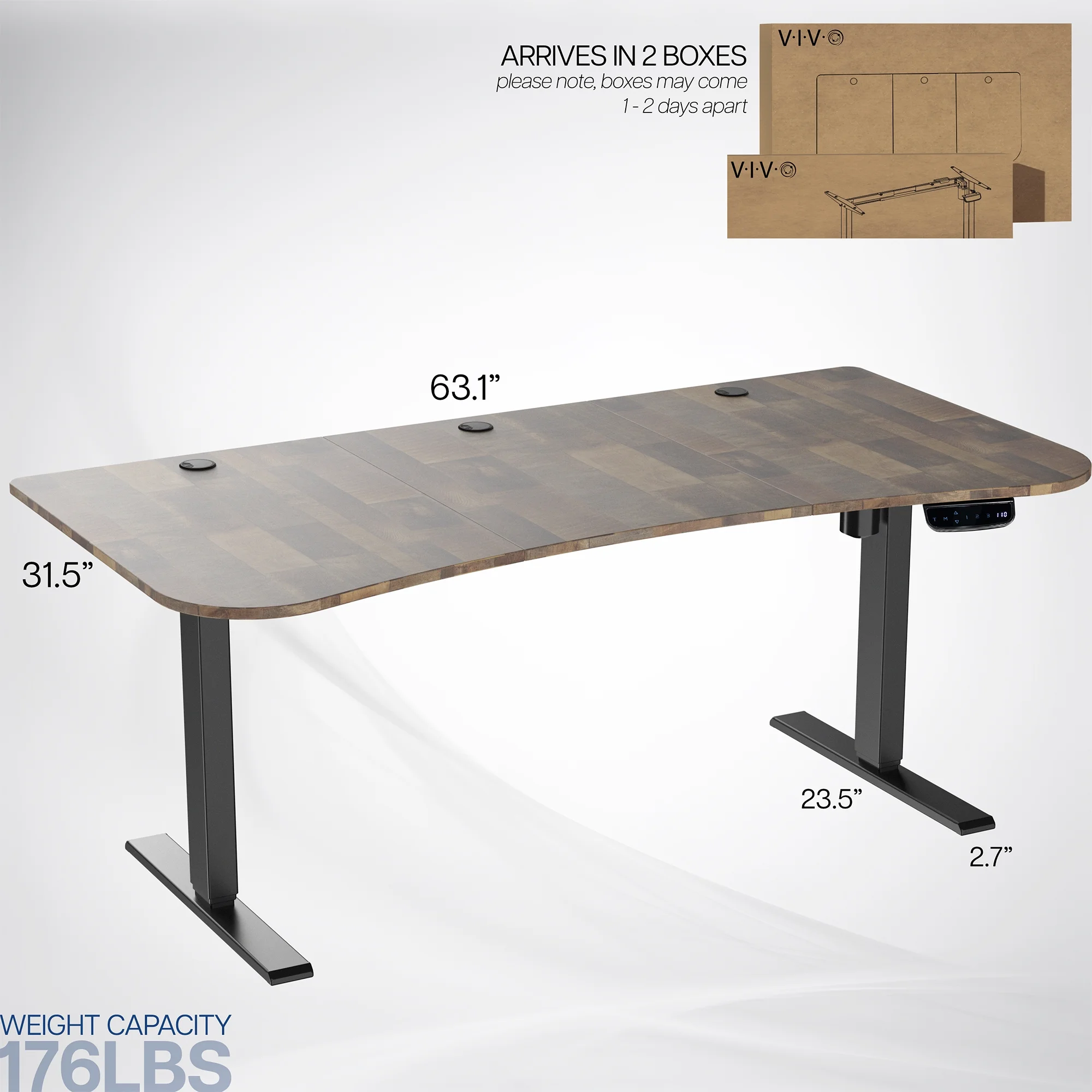 Reclaimed Wood / Black 63�?x 32�?Electric Height Adjustable Stand Up Desk(Reclaimed Wood/Black) - Image 4