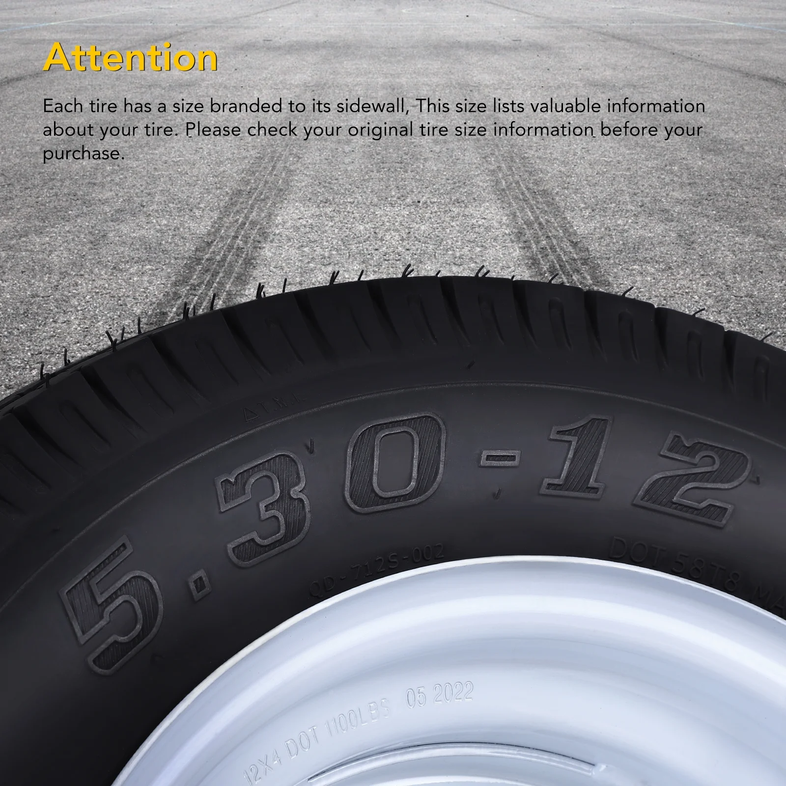 Set of 2 5.30 - 12 5.30x12 530 - 12 5.30 - 12 Trailer Tires with 12