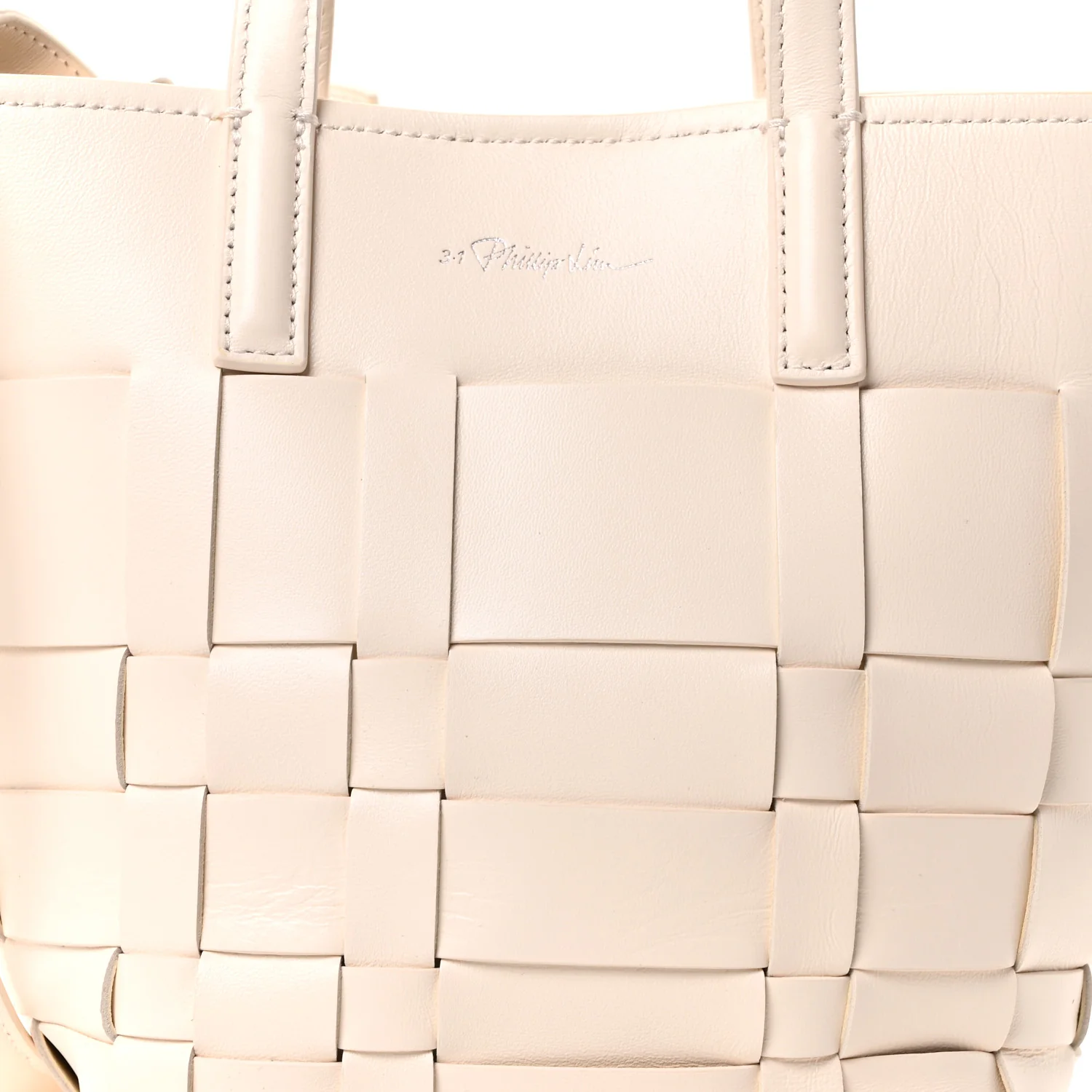Smooth Calfskin Odita Mini Modern Lattice Bucket Bag Off White