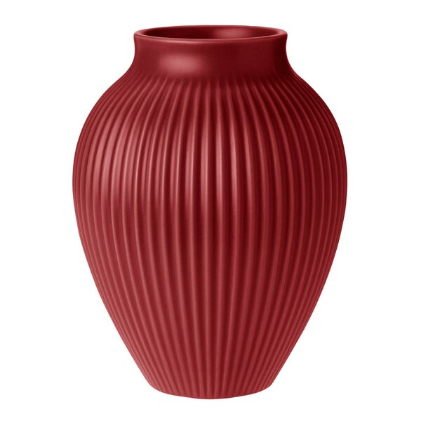 Knabstrup vase 20 cm ripple soft cherry red