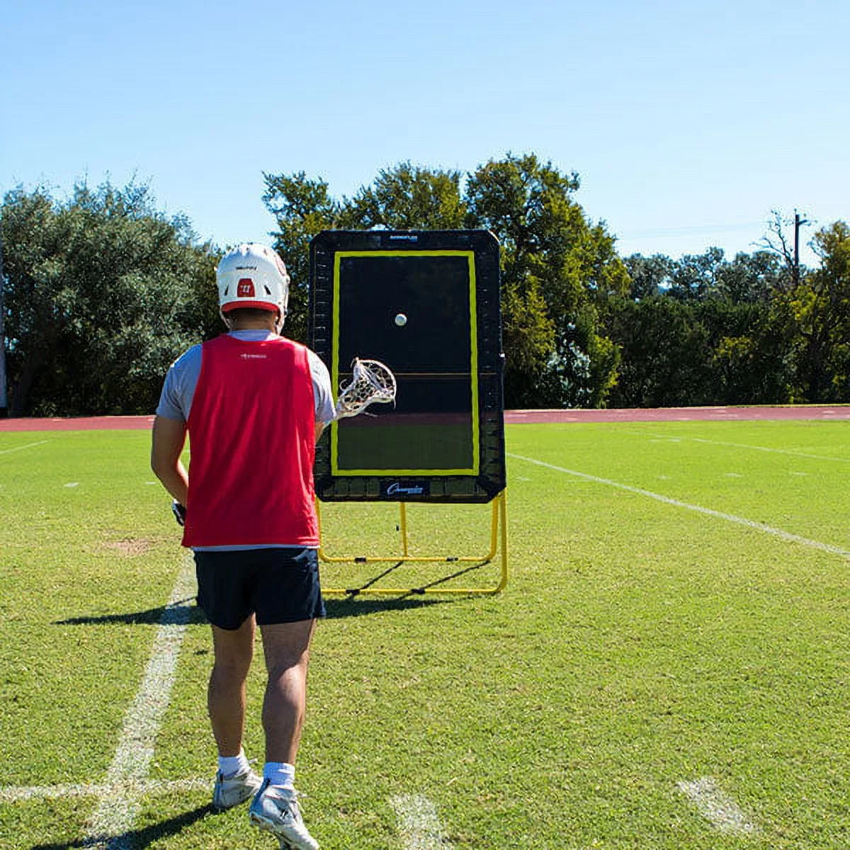 XL Deluxe Lacrosse Target: Ball Return Bounce Back Net Set for Professional, College and Grade School Training Drills 6' x 4' Rebound Area - Image 7