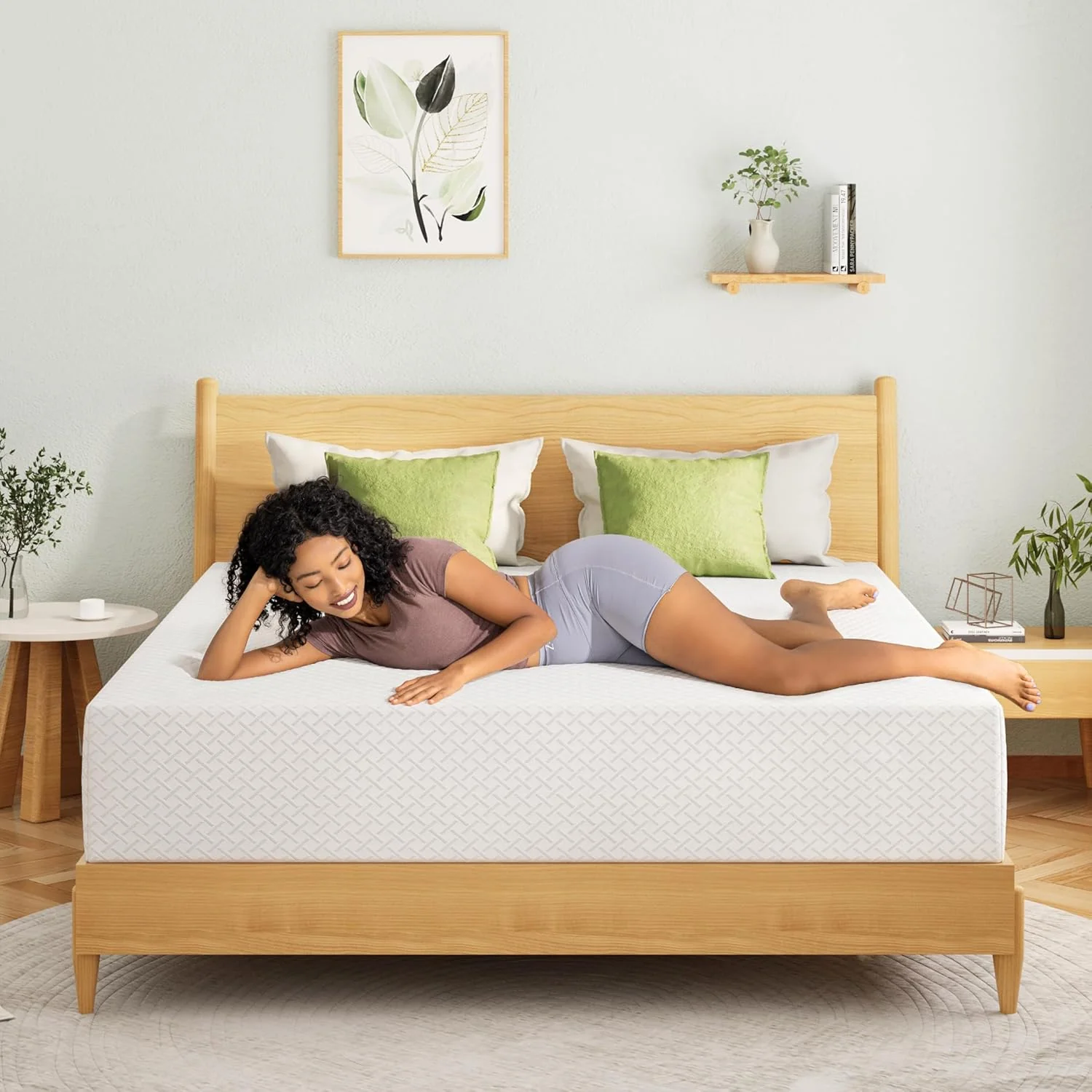 Matelas EGOHOME 8 pouces (20 cm) pour lit simple, en mousse à mémoire de forme avec gel rafraîchissant au thé vert, soulage les points de pression grâce à son soutien mi-ferme, certifié CertiPUR-US, 190 cm x 97 cm, blanc