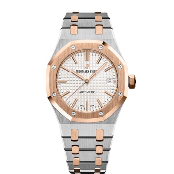 [Super Clone]Audemars Piguet Royal Oak Selfwinding Silver dial, 37mm, Steel and 18k Rose gold,