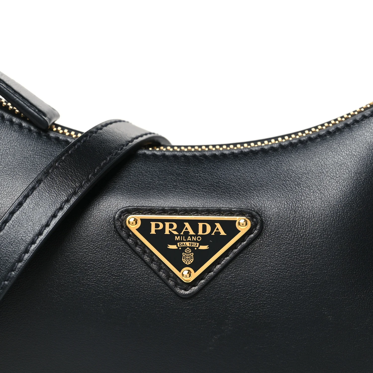 Soft Calfskin Arque Shoulder Bag Black