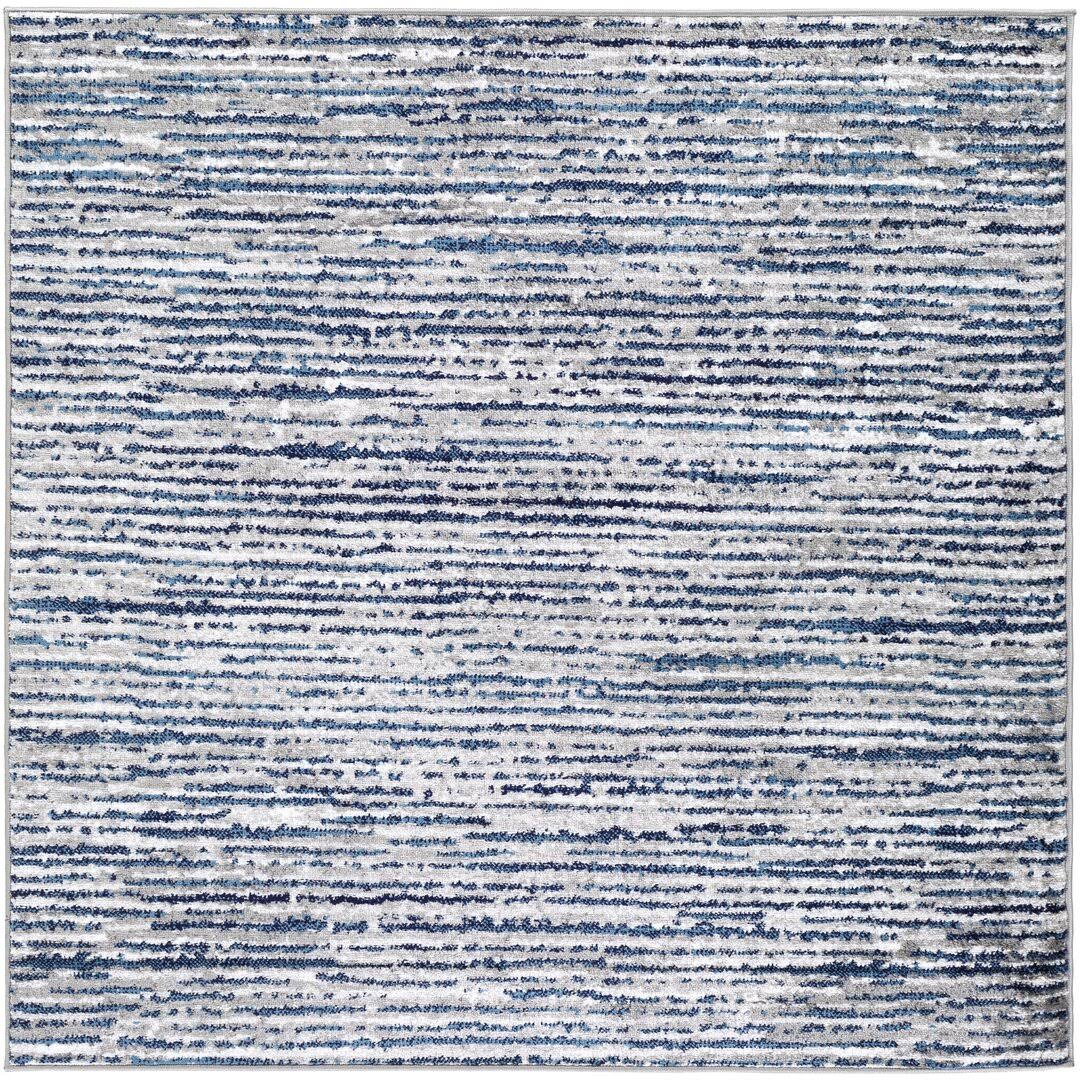 Otani Striped Beige/Navy Area Rug Breakwater Bay Rug Size: Square 5'3