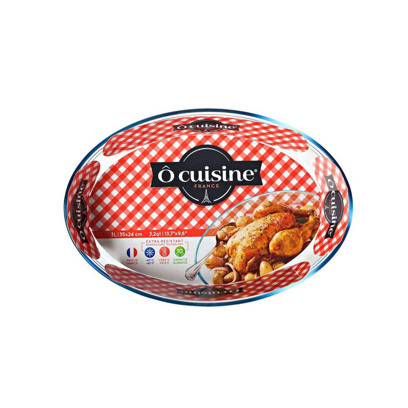 Plat à four ovale transparent