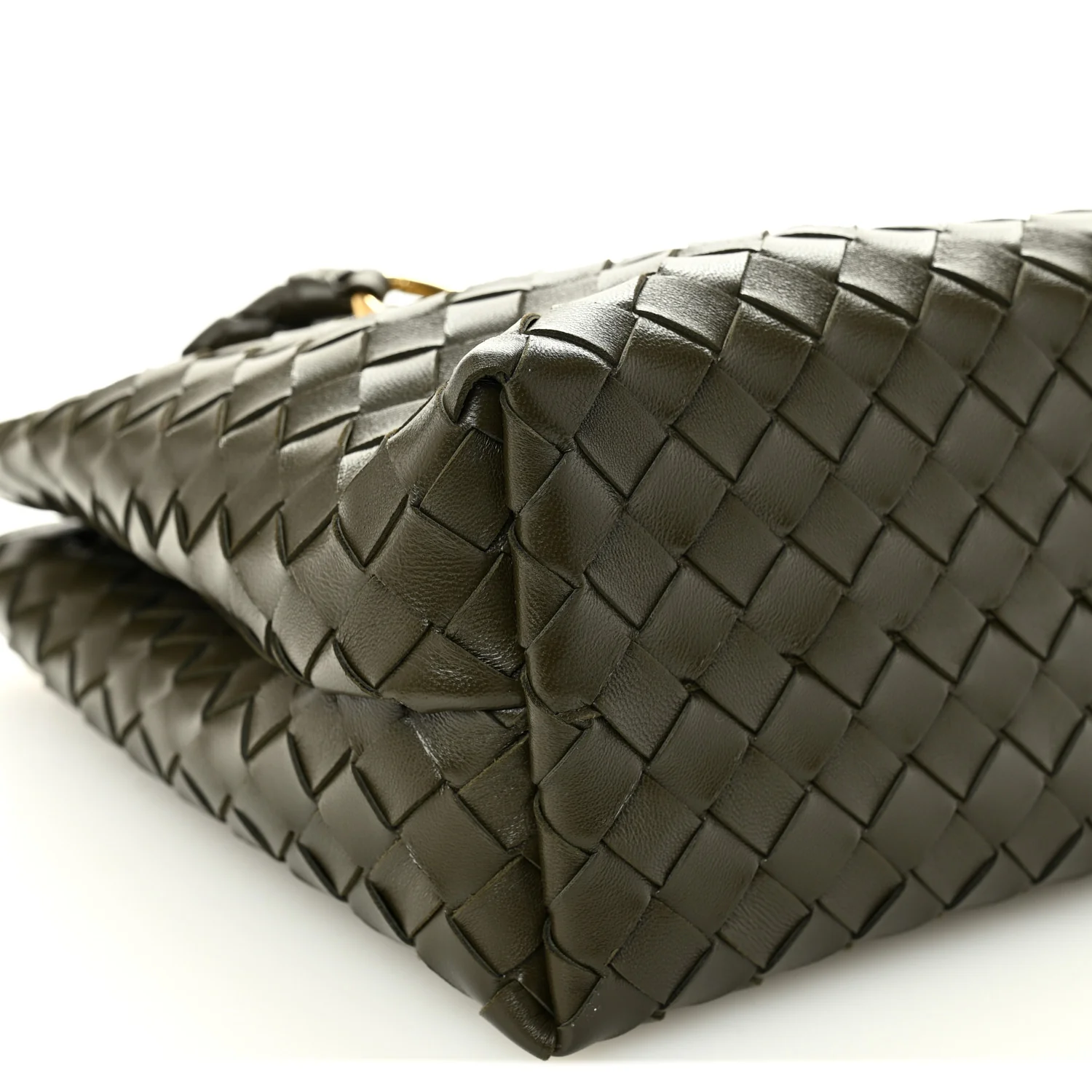 Nappa Intrecciato Medium Andiamo Shoulder Bag Kaki