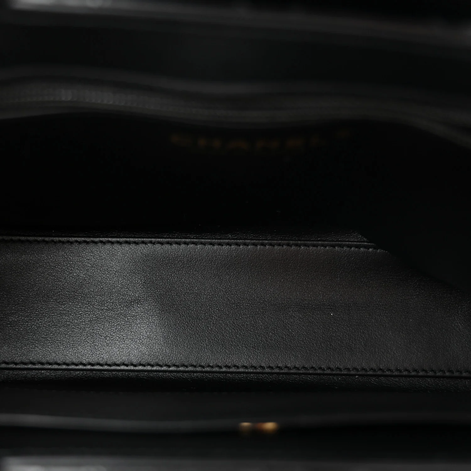 Shiny Aged Calfskin Quilted Nano Kelly Shopper Black