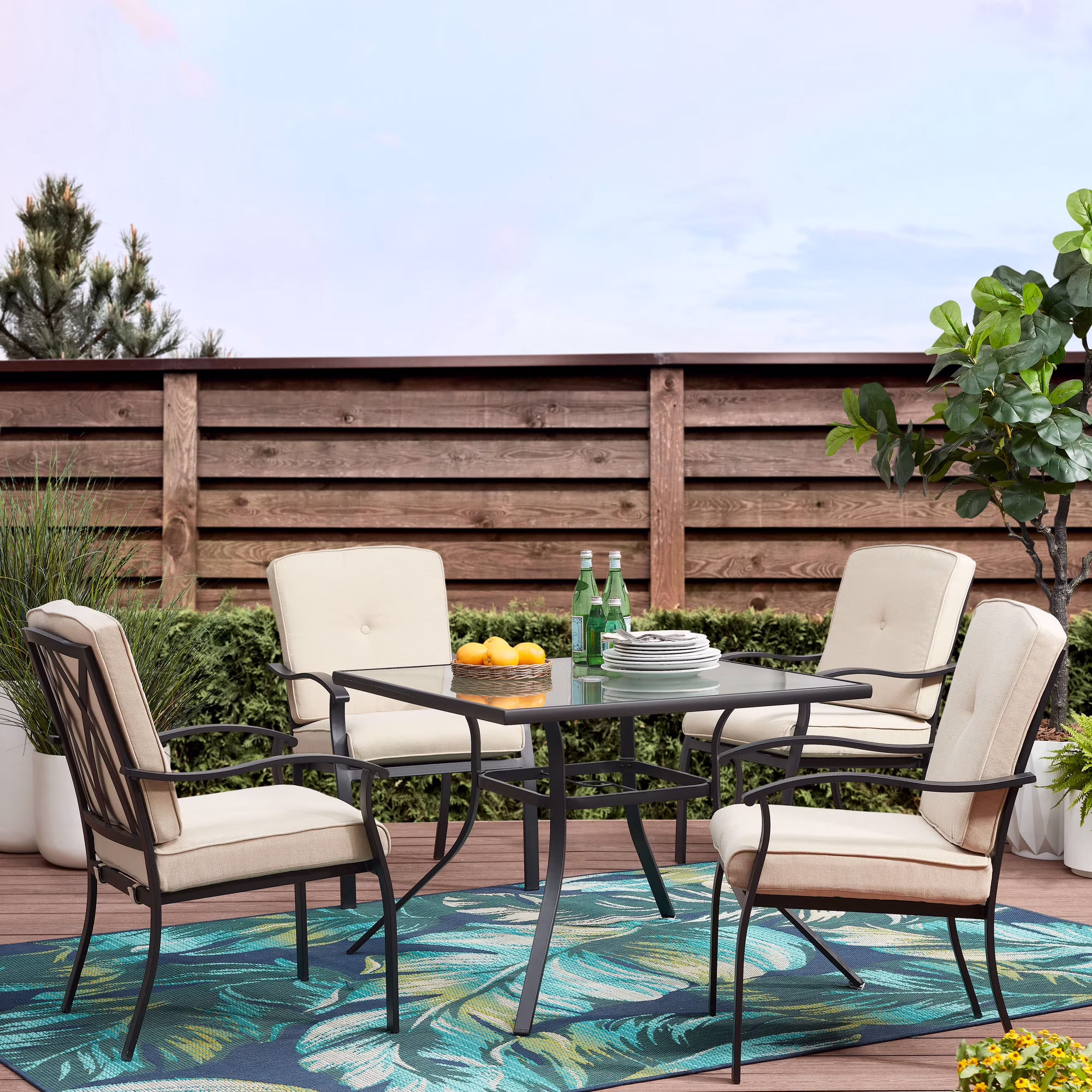 Belden Park 5-piece Outdoor Patio Dining Set Red(Red) - Image 3