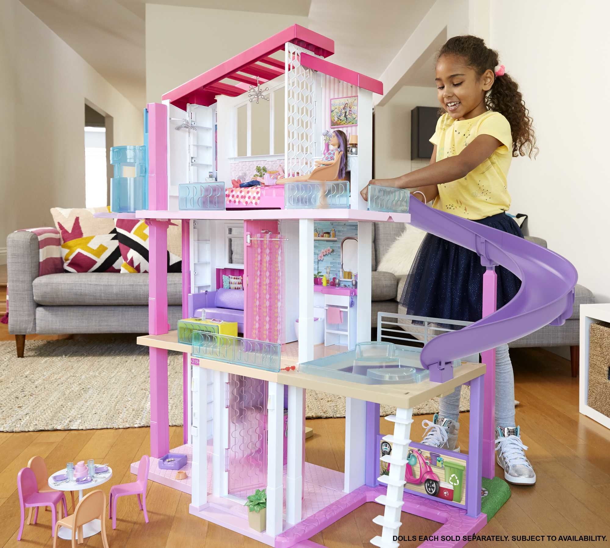 Maison de poupée Barbie DreamHouse avec ascenseur, piscine, lumières et plus de 70 accessoires – Coffret de jeu à 3 étages