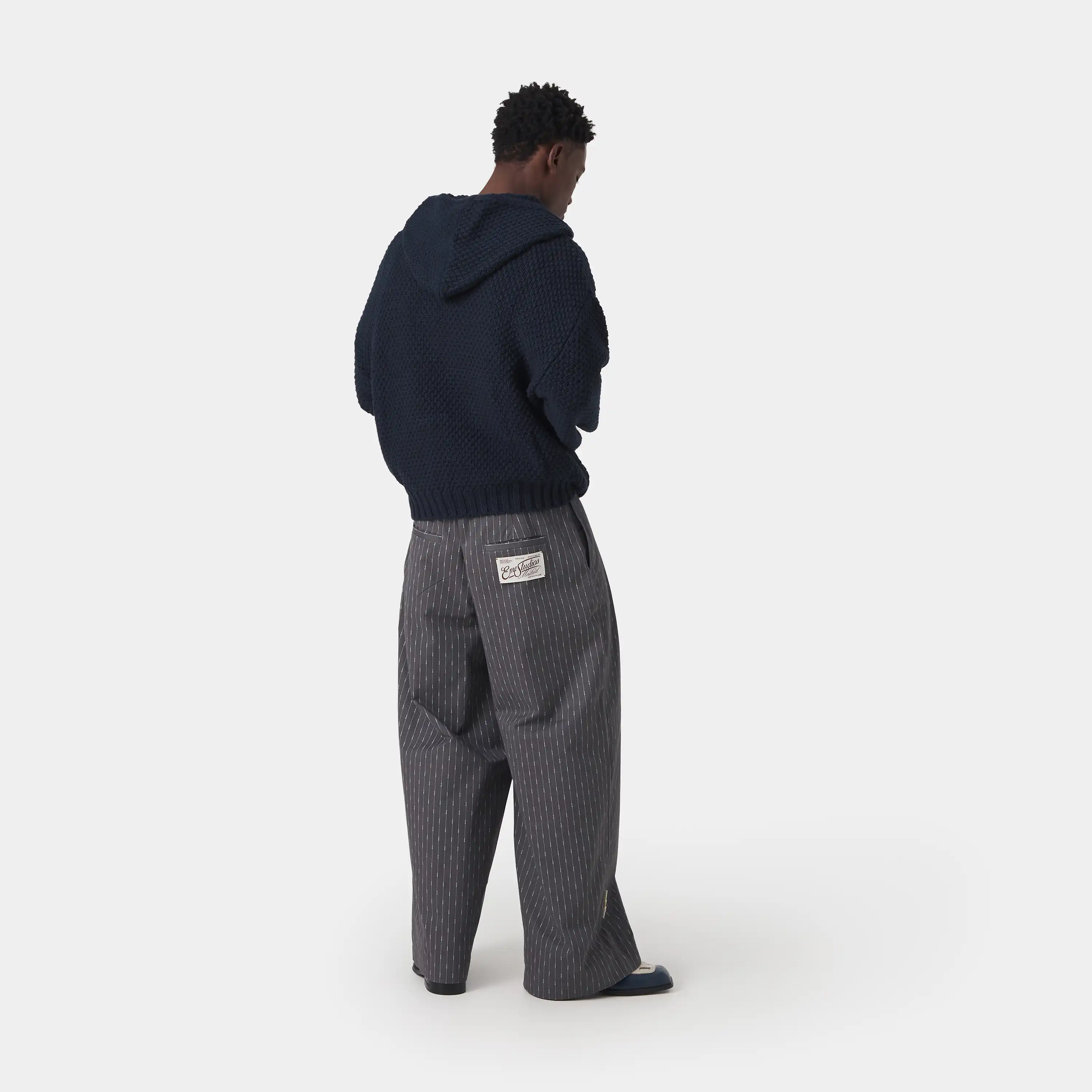 Pidgey Navy Knitted Oversized Hoodie