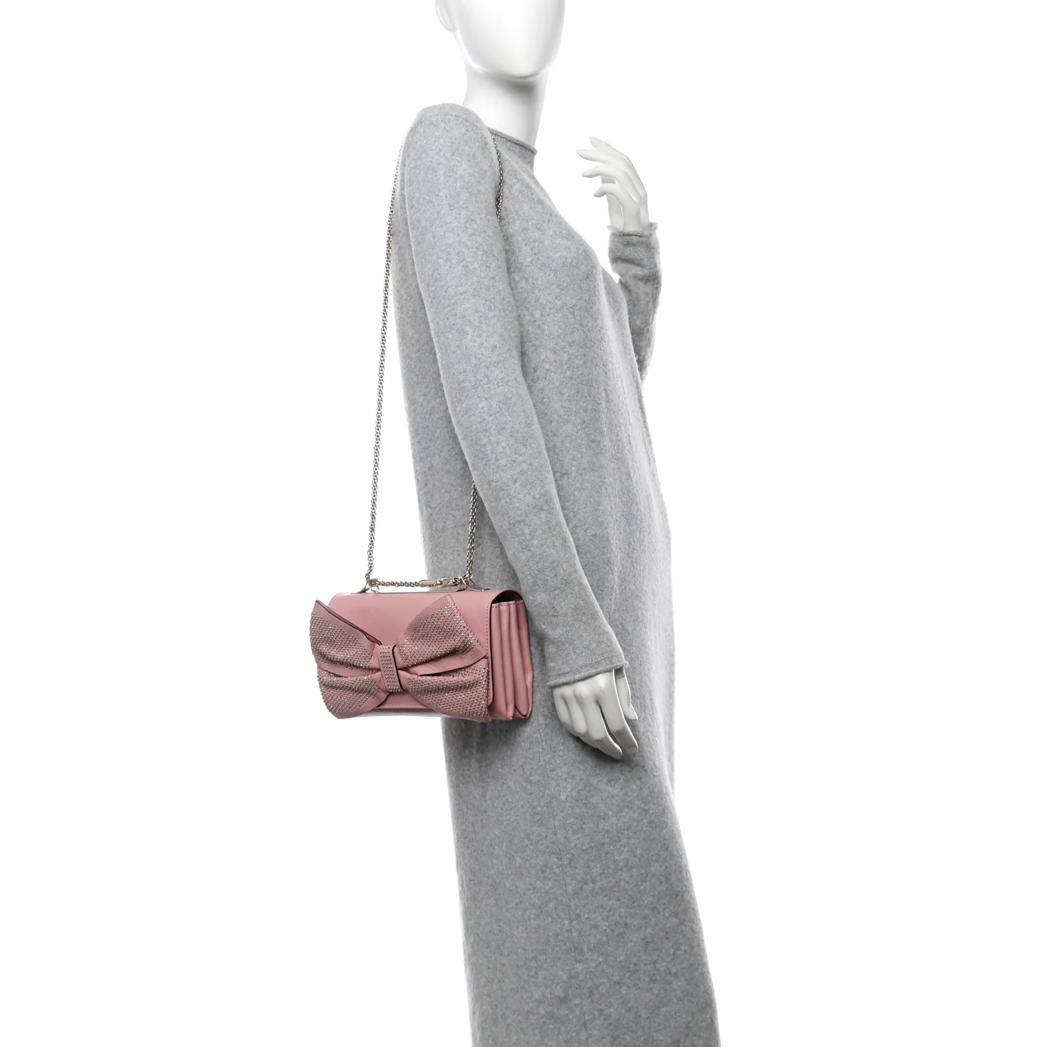 Nappa Bow Studded Shoulder Bag Pop Gardenia