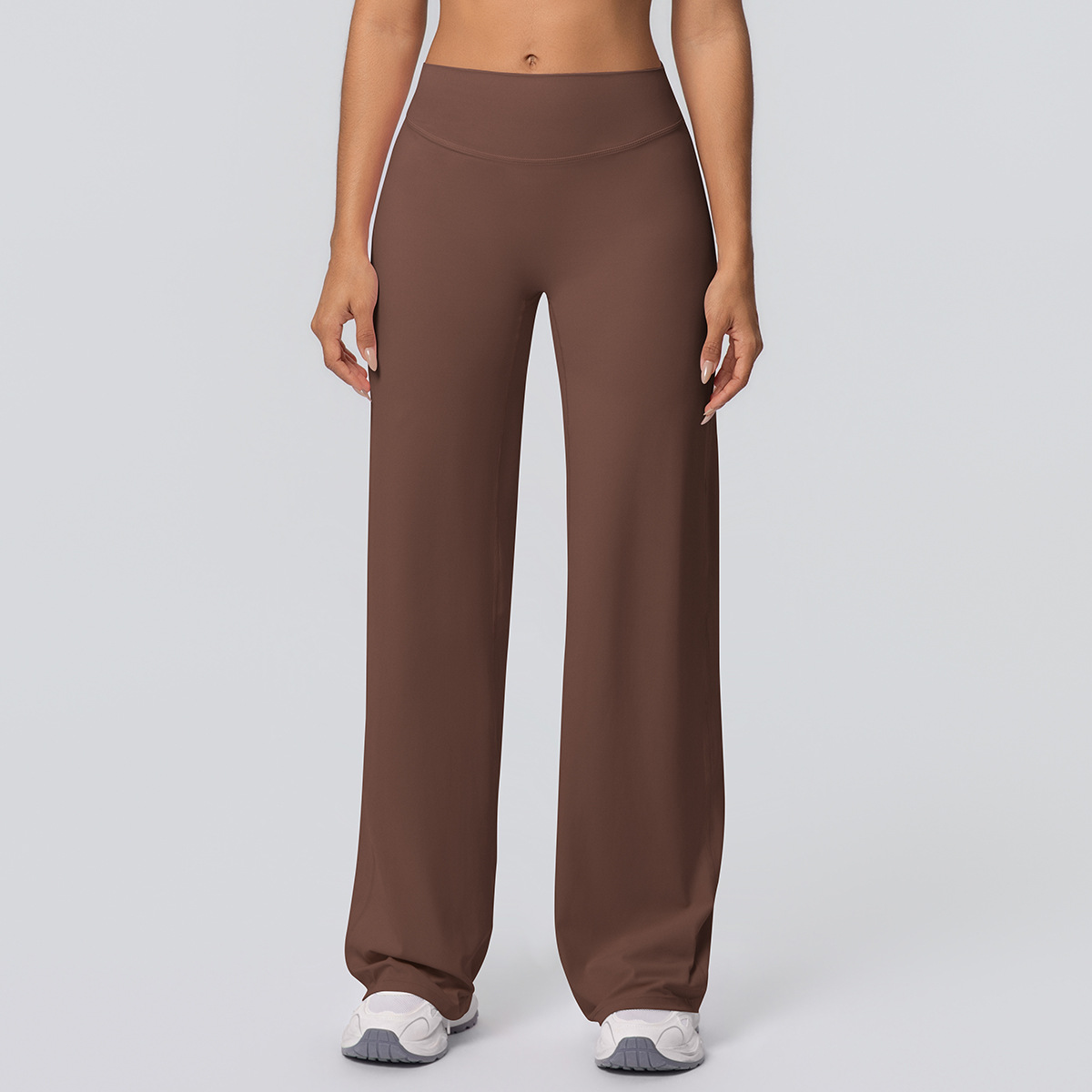 Solid color high-waisted loose breathable yoga wide-leg pants