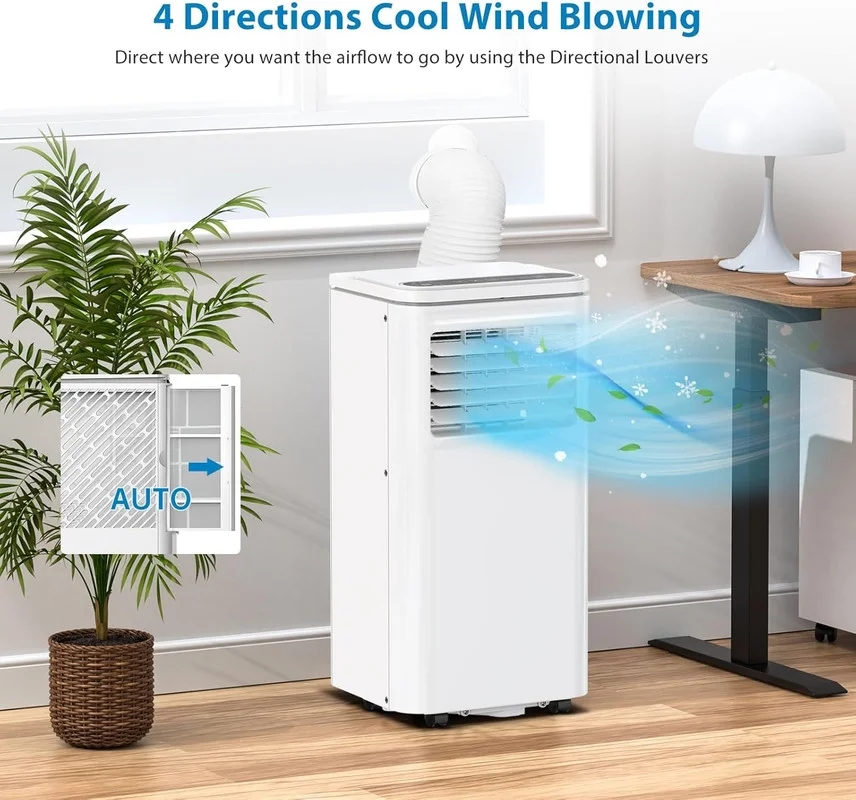10000 BTU Portable Air Conditioner, 4 - in - 1 (Cool/Dehumidify/Fan) with Remote, LED Touch Control & 24H Timer & Window Mount Kit, Air Conditioners Cools Rooms up to 450 Sq.ft for Home, Office Room