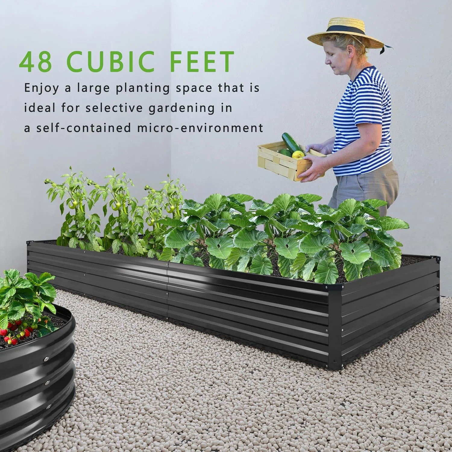 2PCS 12x4x1FT Galvanized Raised Garden Bed Kit,Vegetable Boxes-Rectangle Metal Flower Box,Large Planter Raised Beds Outdoor Garden for Planting,Fruit,Herb-Black(12x4x1(2PCS)/Black) - Image 7