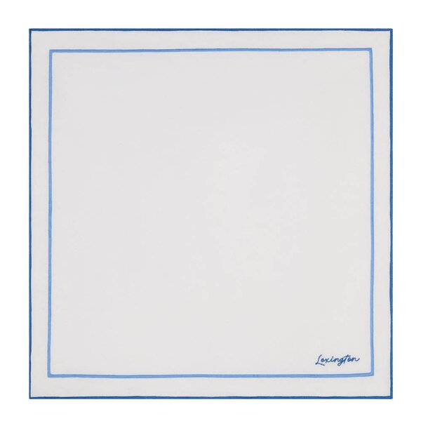 Serviett 40x40 cm lin/bomull med broderi hvit/blå