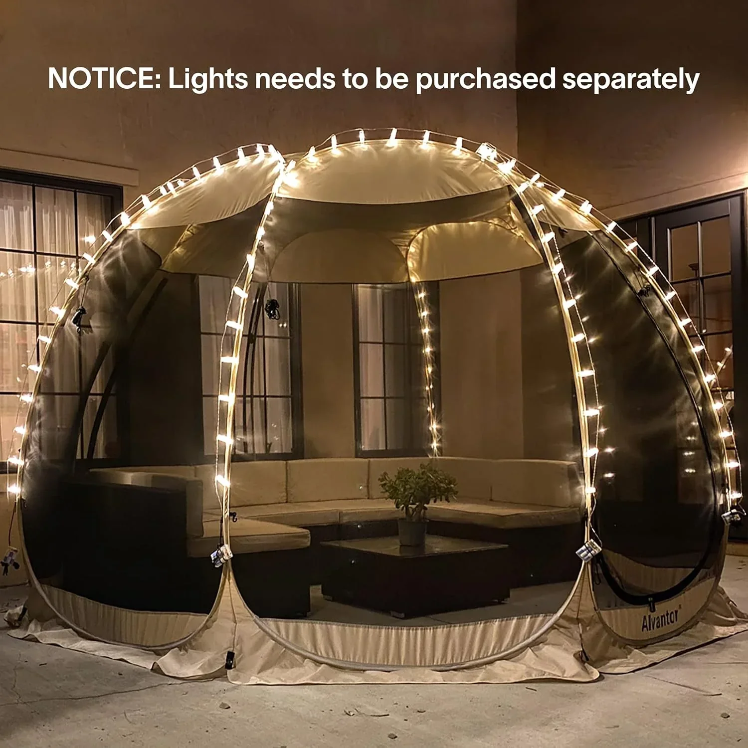 Gazebo moustiquaire pouvant accueillir 6, 10 ou 15 personnes. Tente de style igloo avec moustiquaire latérale. Idéal