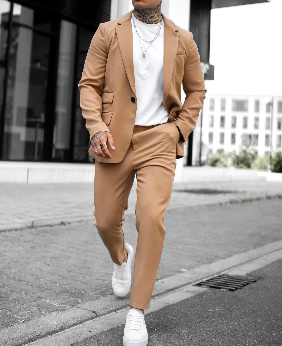 Ensemble blazer et pantalon 2 pièces décontracté, coupe simple, revers cranté et poches boutonnées