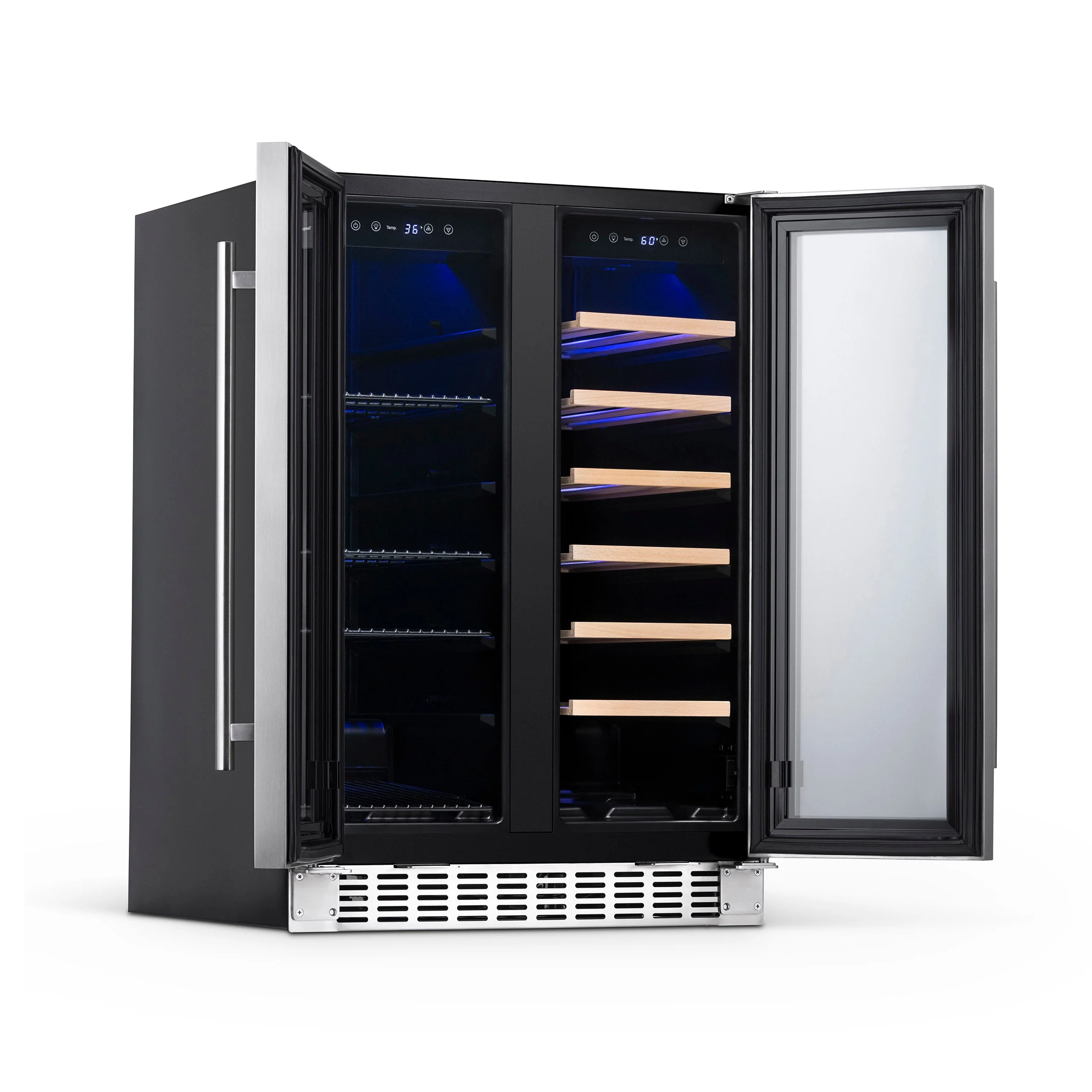 Newair 58-Can, 18-Bottle Premium Built-in Dual Zone Beverage Fridge - 24
