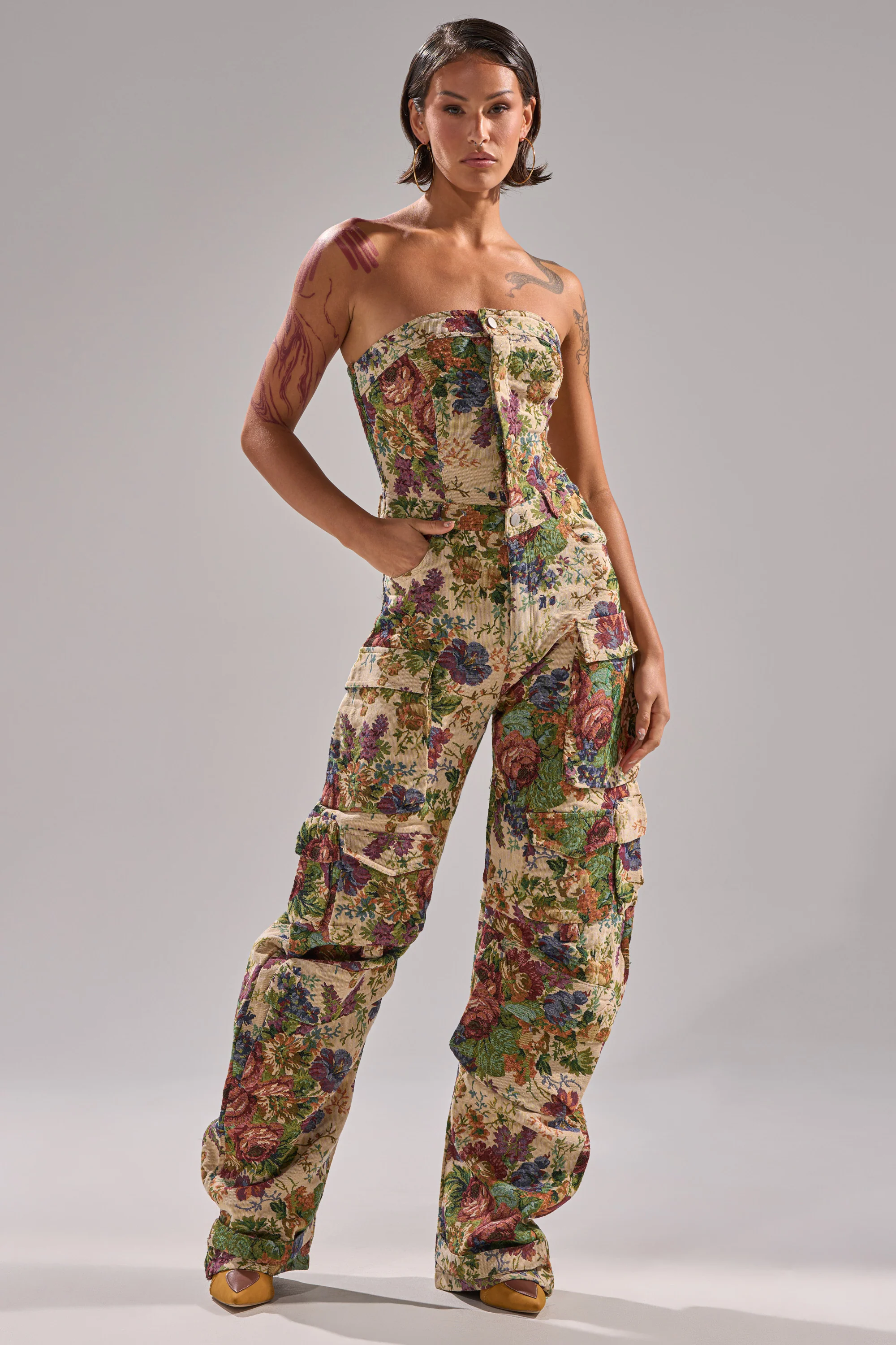 IN HER ELEMENT FLORAL WOVEN JUMPSUIT - Akira Store