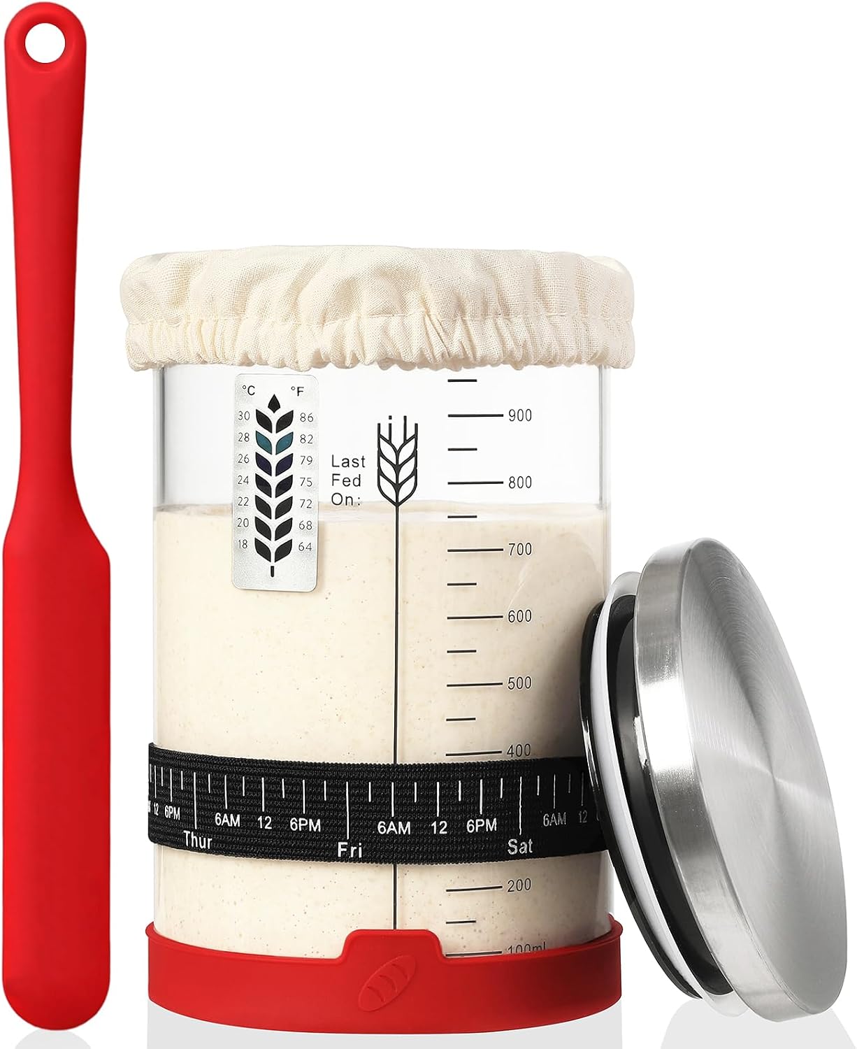 Sourdough Starter Jar Kit, 24 oz Wide Mouth Sour Dough Jars Glass