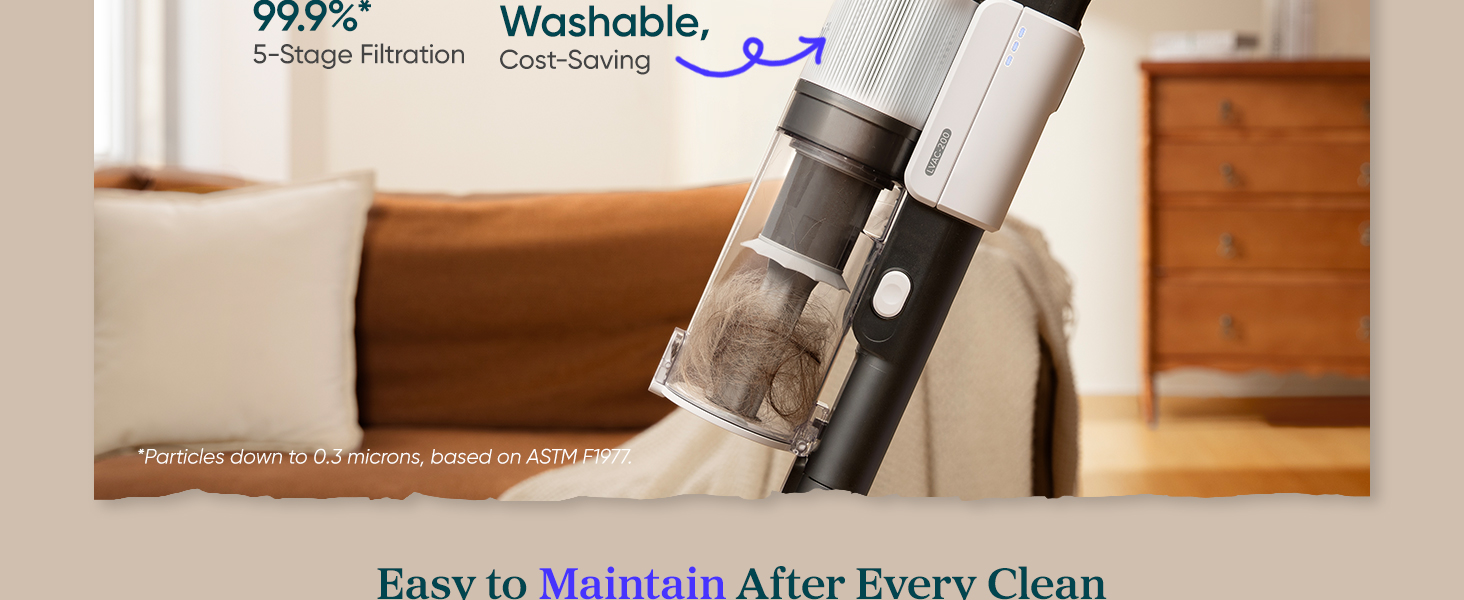 Easy-to-empty dustbin for quick cleanup
