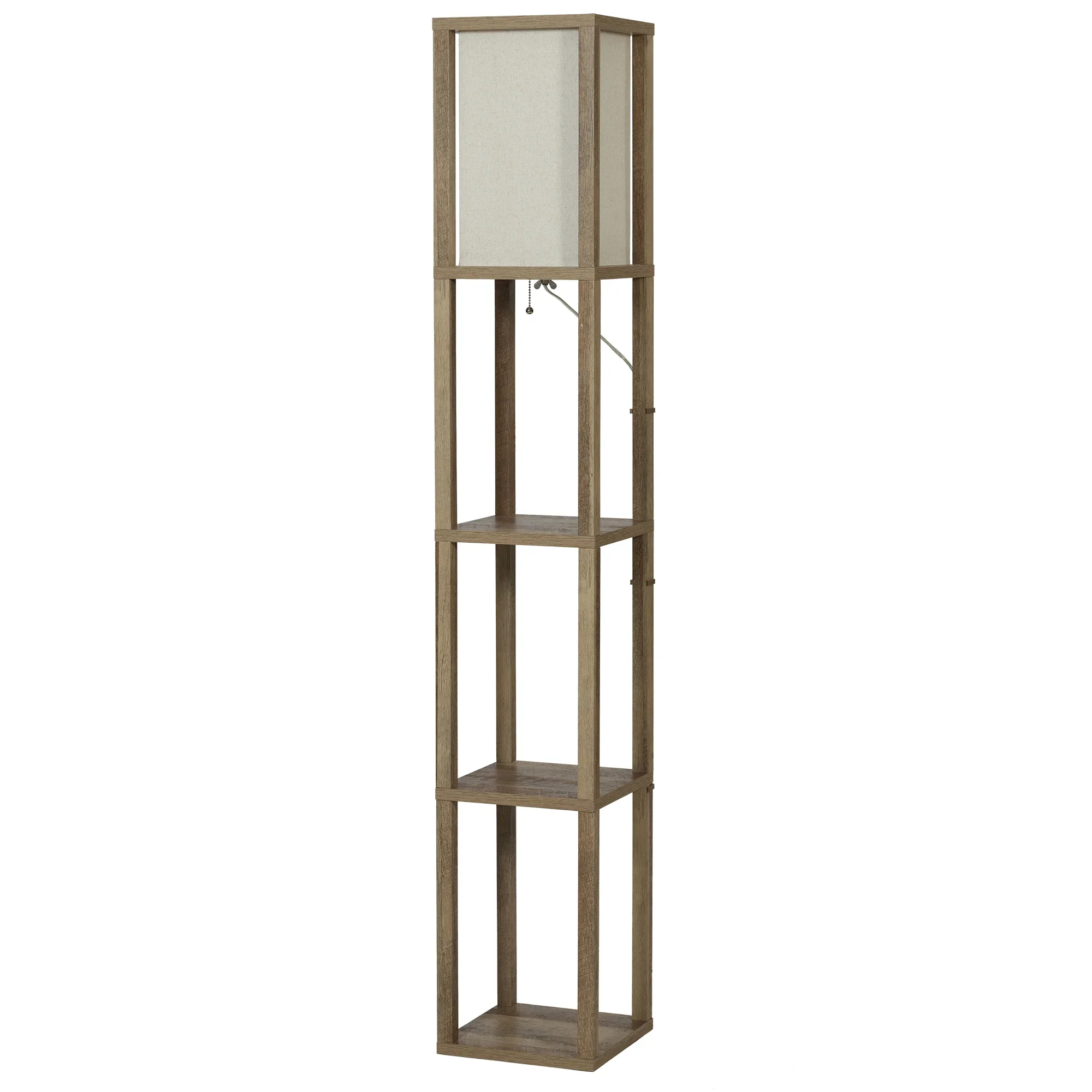 Better Homes & Gardens 62.25 Modern Pull Chain Weathered Floor Lamp with Natural Square Shade
