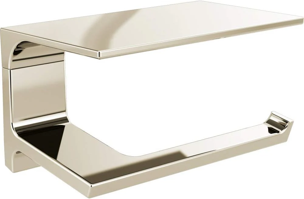 Pivotal Toilet Paper Holder With Shelf, Polished Nickel, Bathroom Accessories, 79956-PN