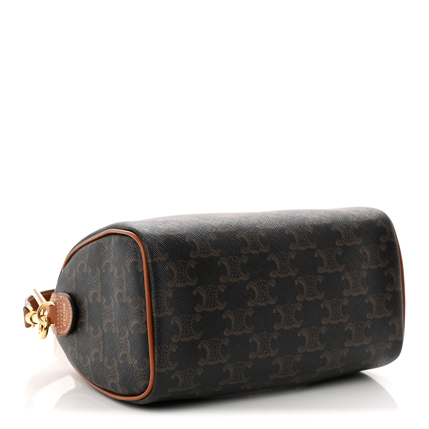 Triomphe Canvas Calfskin Small Boston Bag Tan