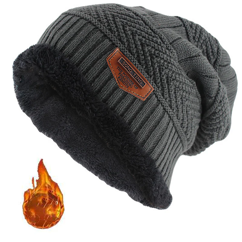 Bonnet en Cuir d'Hiver pour Homme, Maille, Doux et Doublé en Polaire - Modèle Pierre