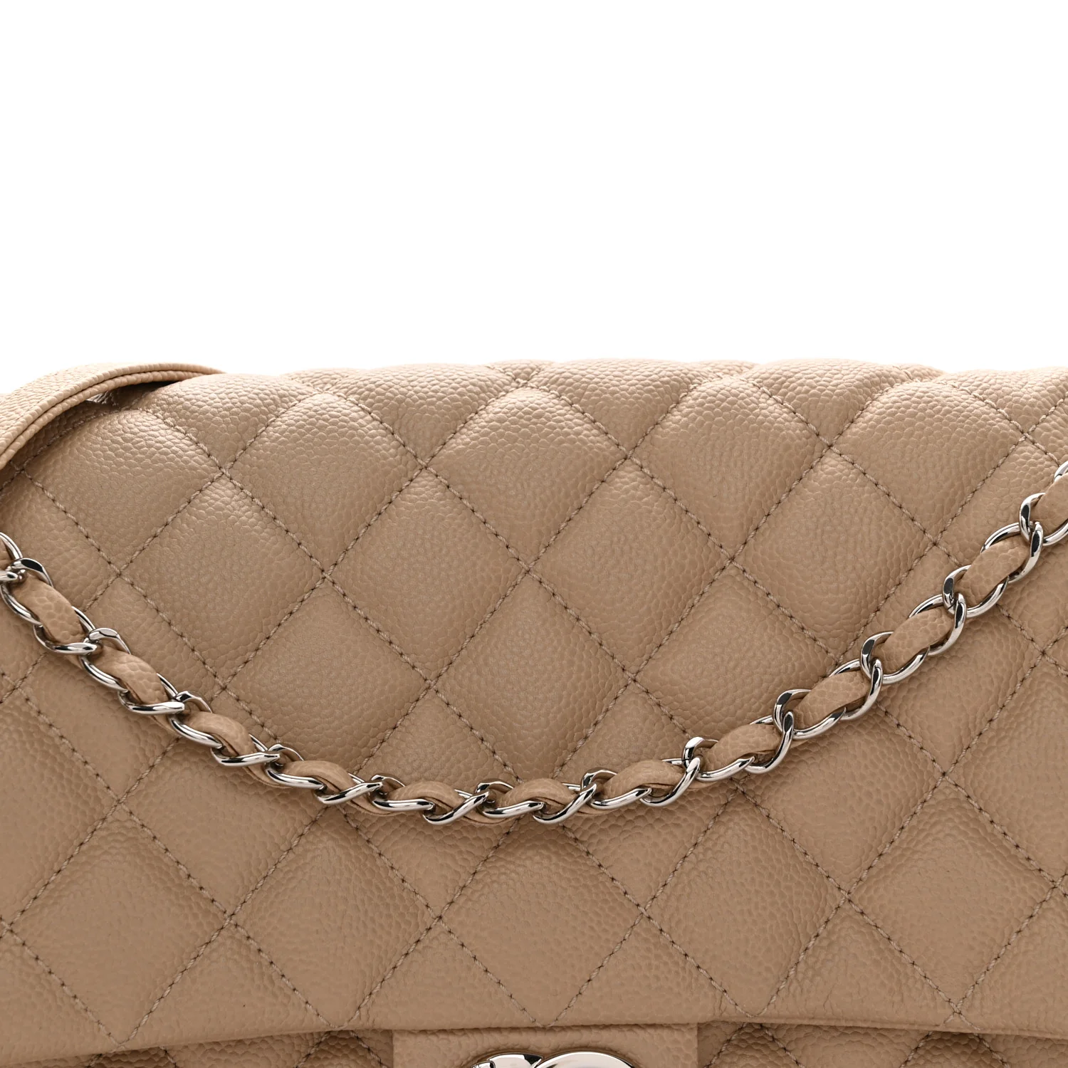 Caviar Quilted Jumbo Easy Flap Beige