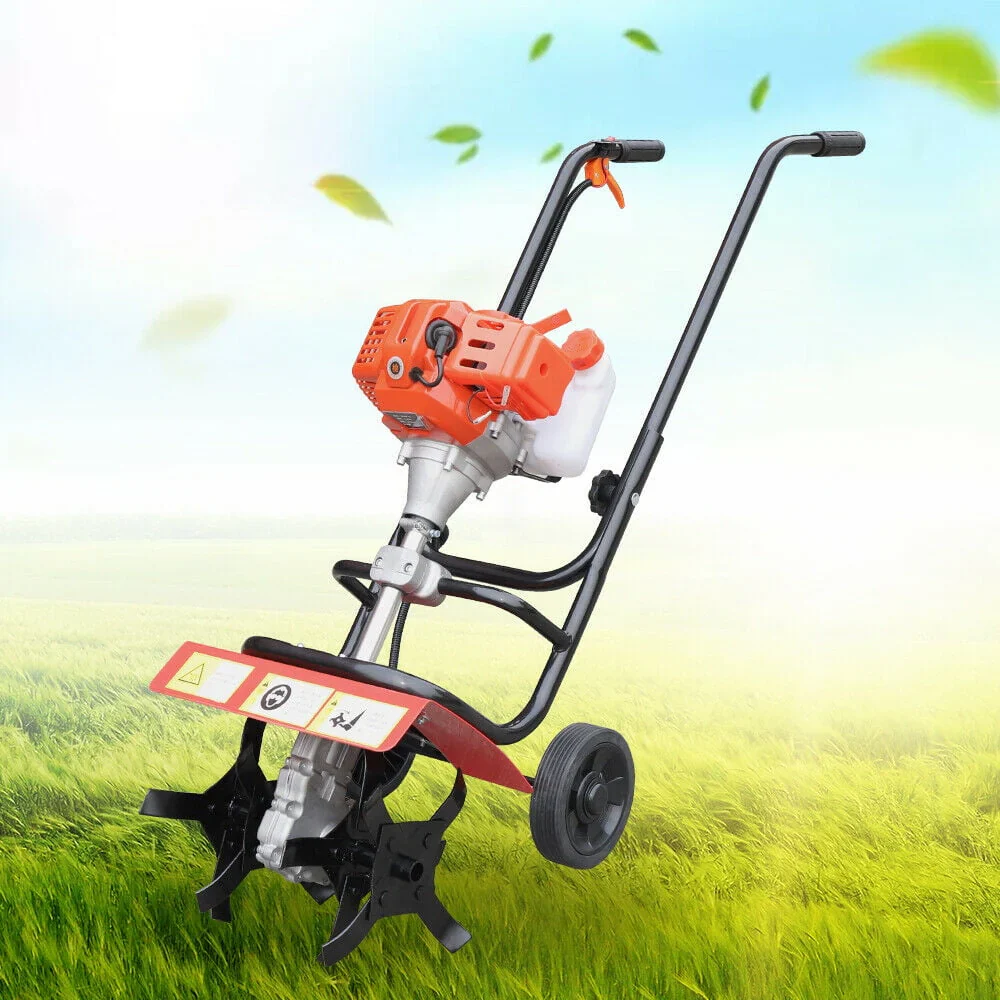 Fichiouy Tiller Cultivator 52CC 2Stroke Gas Power Garden Rototiller Cultivator Yard Mini 1900W