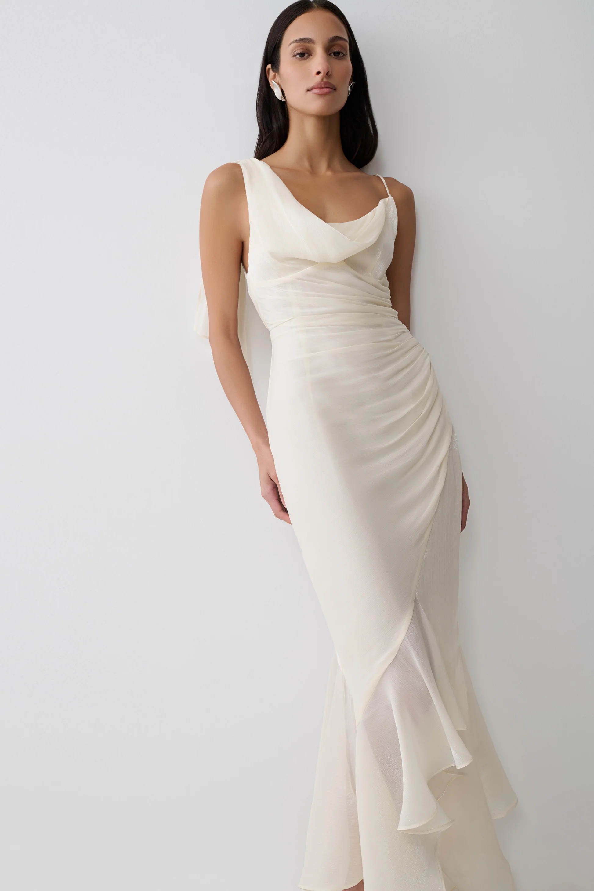 Edith Draped Maxi Dress - Ivory