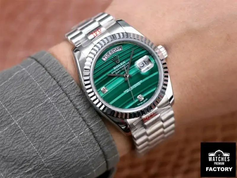 Rolex President Day Date 18038 Malachite Green Diamond Dial