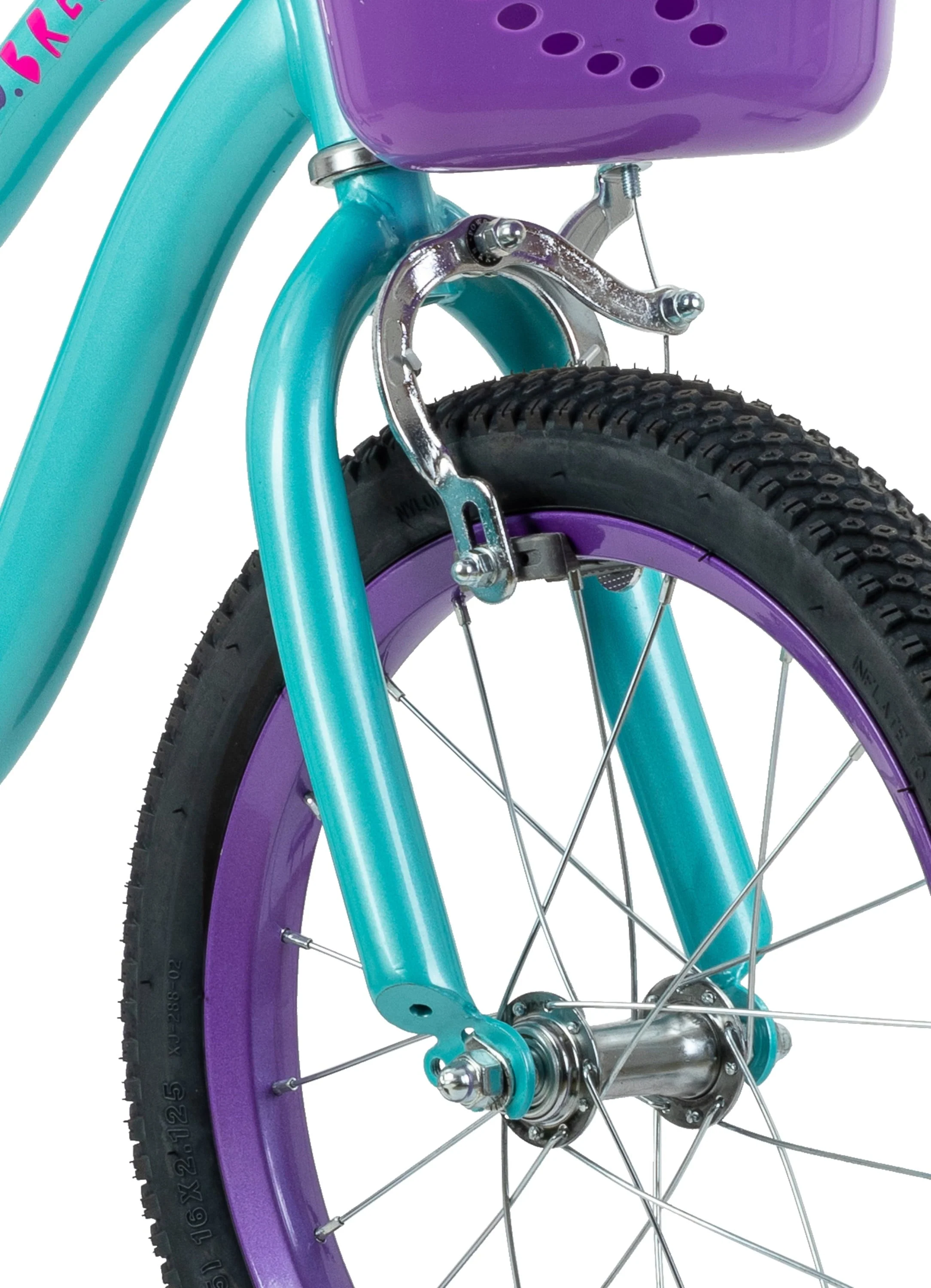 Schwinn Breeze 16 in Girls Kids Bike with Basket and Training Wheels, Ages 3 - 7, Teal and Purple