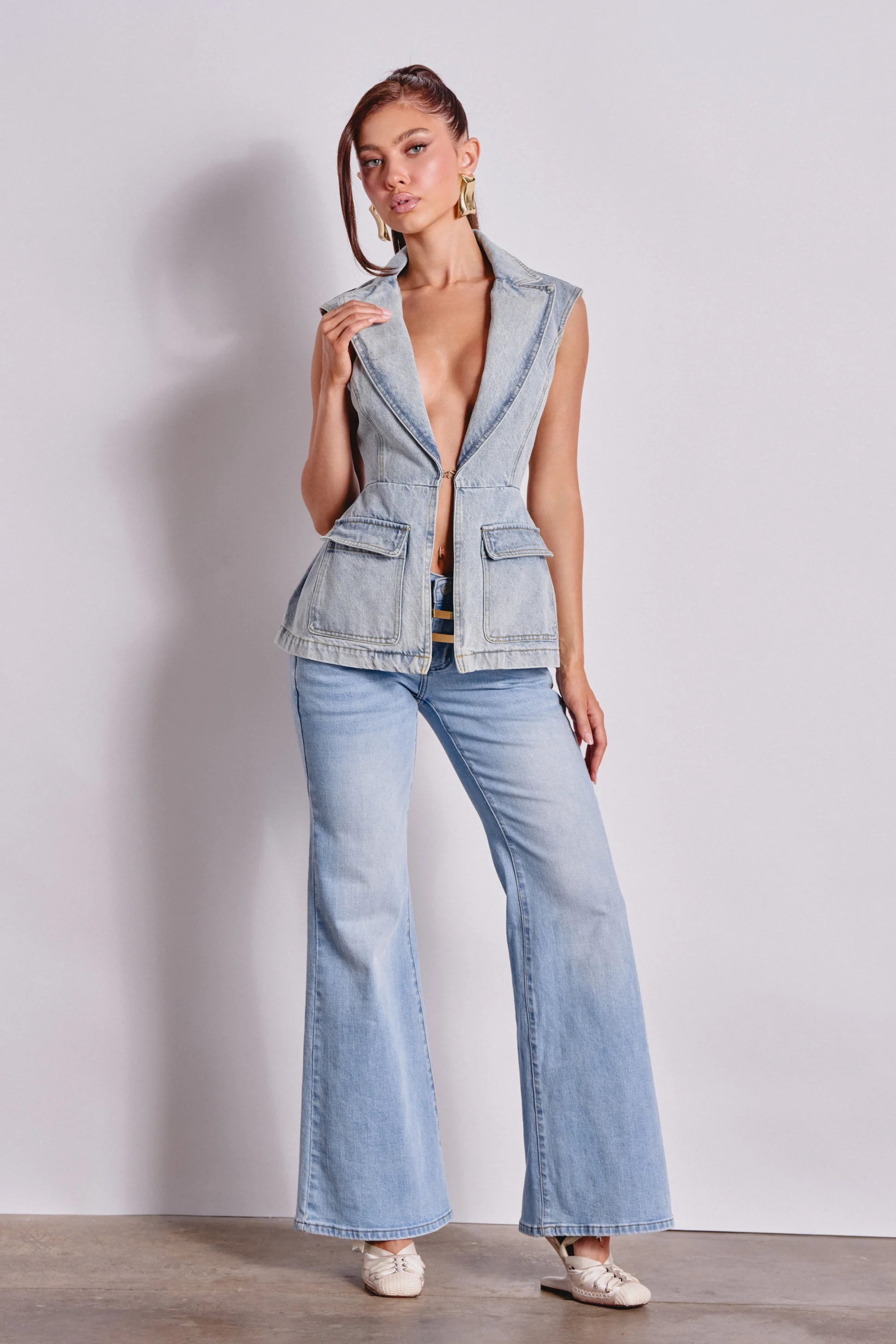 WON'T LOSE MYSELF WIDE-LEG  BLUE DENIM - Akira Store