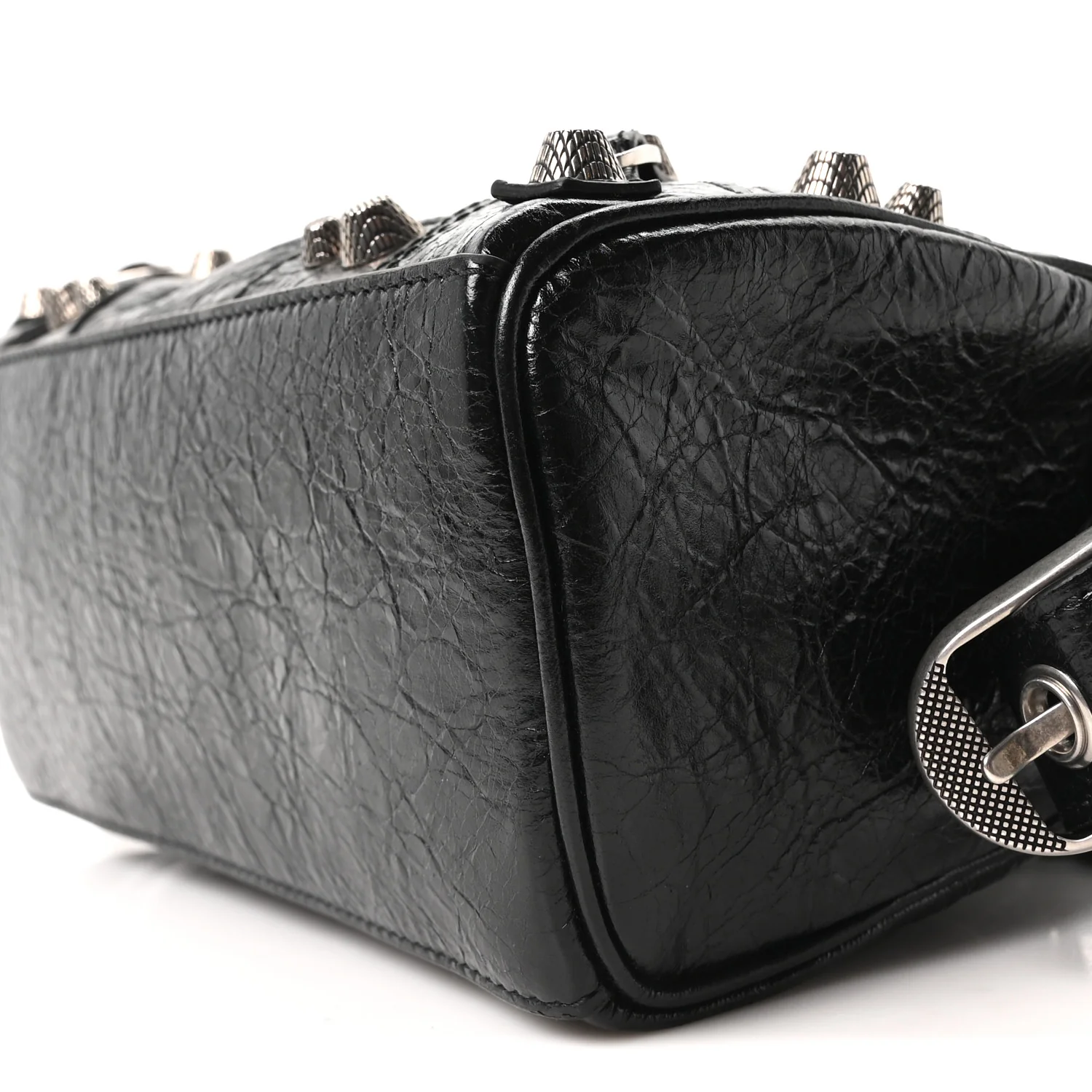 Agneau Arena Mini Le Cagole Duffle Crossbody Bag Black