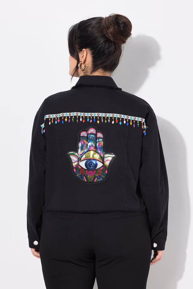 Twill Long Sleeve Embroidered Back Jacket