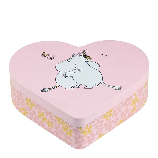 Klem metallboks hjerteform 18x14,5 cm rosa