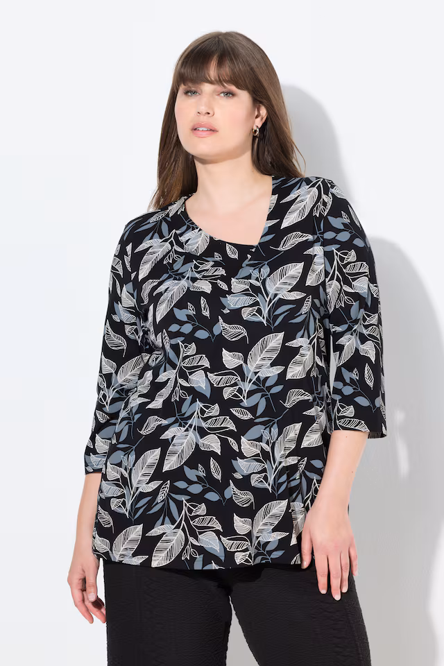 Eco Cotton Asymmetric Leaf Print Tee