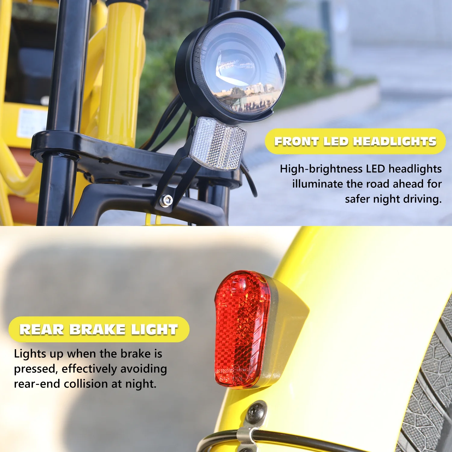 ? Electric Bike for Adults 20" Fat Tire Retro Cruiser, 7-Speed E-Bike with Cruise Control Accessories (Pump/Leather Seat)(Yellow) - Image 4