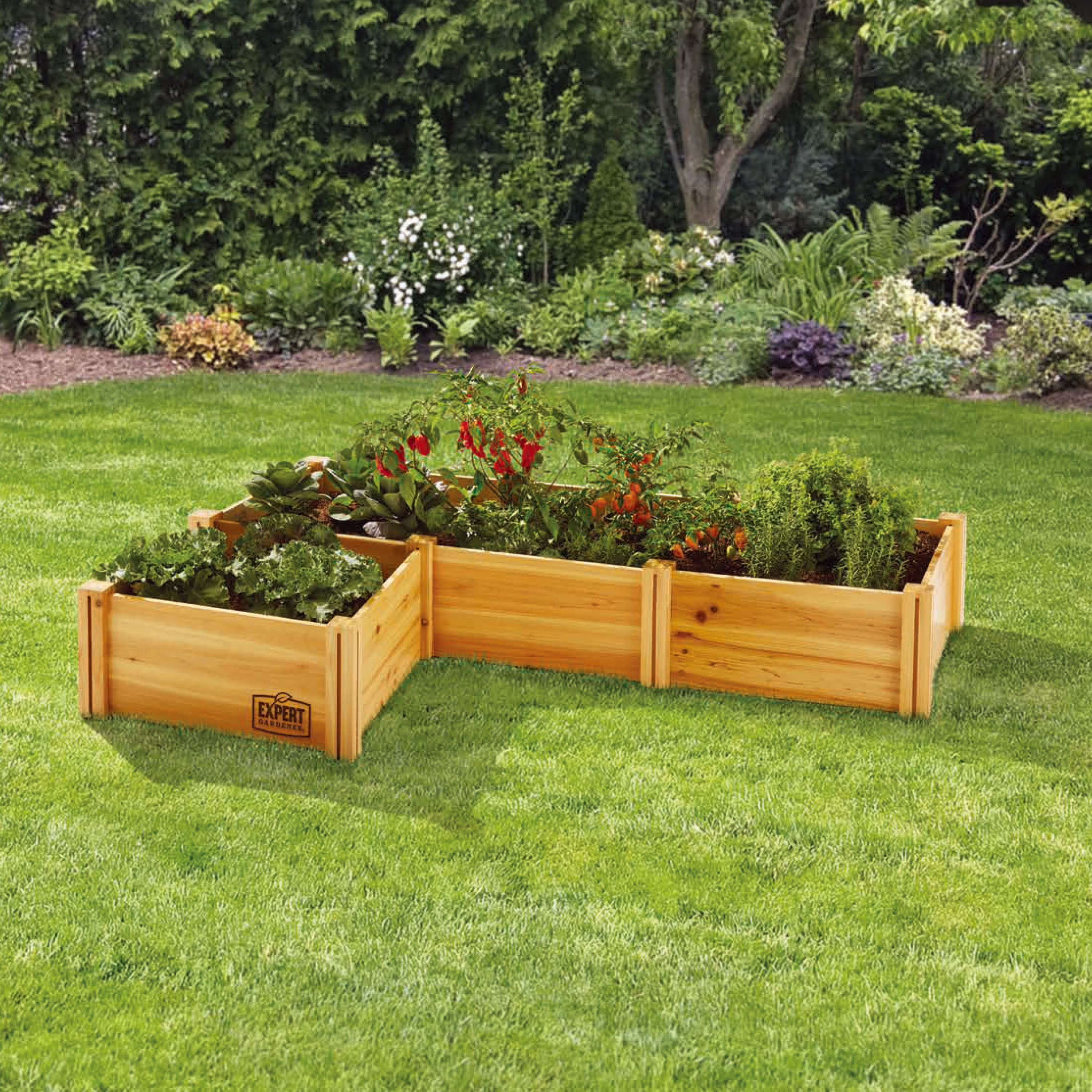 Expert Gardener Outdoor Wood Garden Bed, 7.4 Ft L x 2 Ft W x 10.6 in H