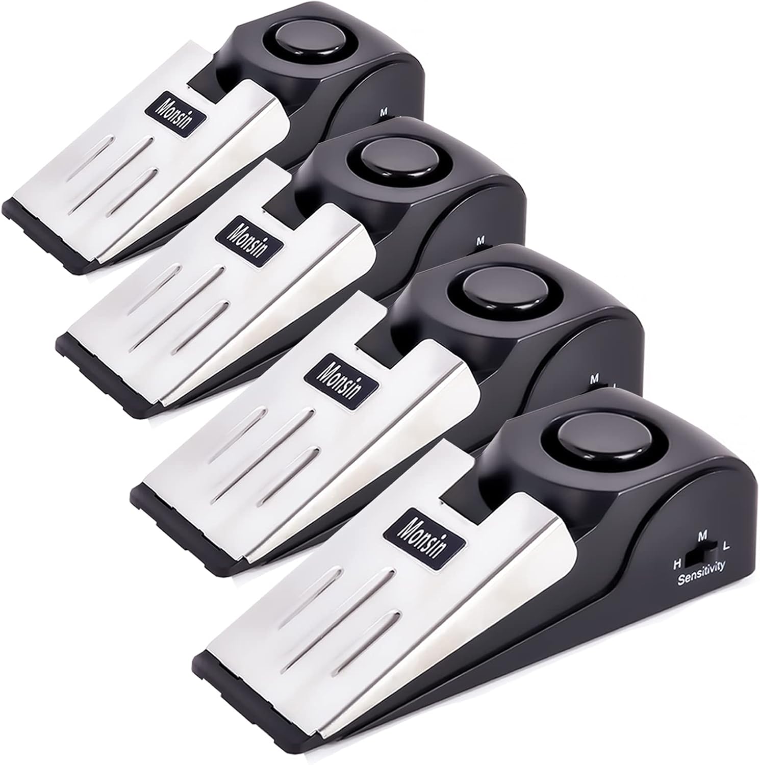 Door Stop Alarm, Door Stopper with 120DB Security Alarm, Floor Wedge Doorstop for Travel Apartment Home House (Pack of 4)