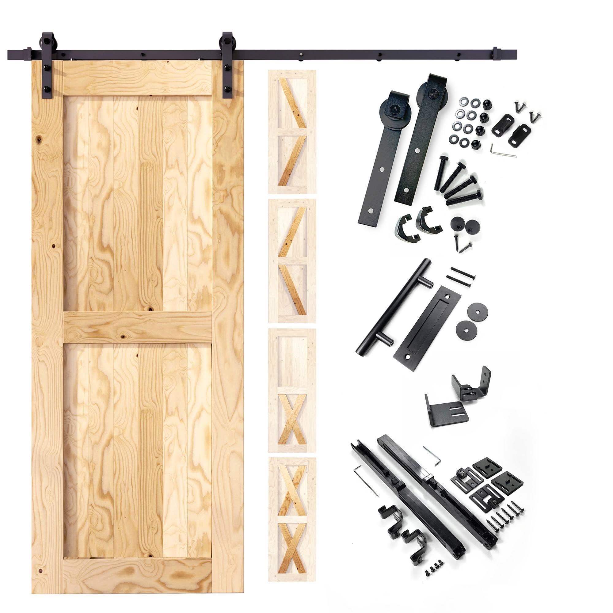 Homacer 40-in x 84-in Unfinished Pine Wood Single Barn Door (Hardware Included) in Brown | YT1TGH084C-4084-FR