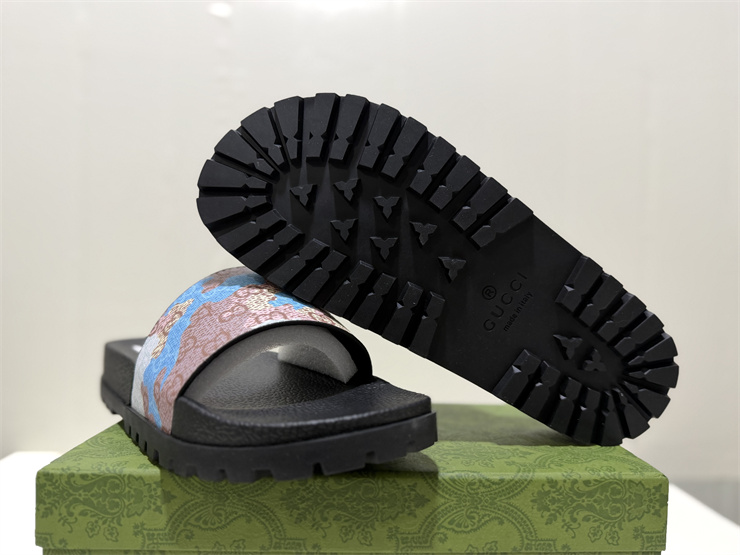 GUCCI Web Striped Strappy Slip-on Sandals